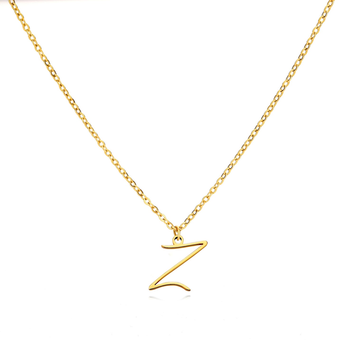 18K Gold Plated Stainless Steel Hypoallergenic Waterproof Tarnish Free Allura Alphabet Necklaces The Aura