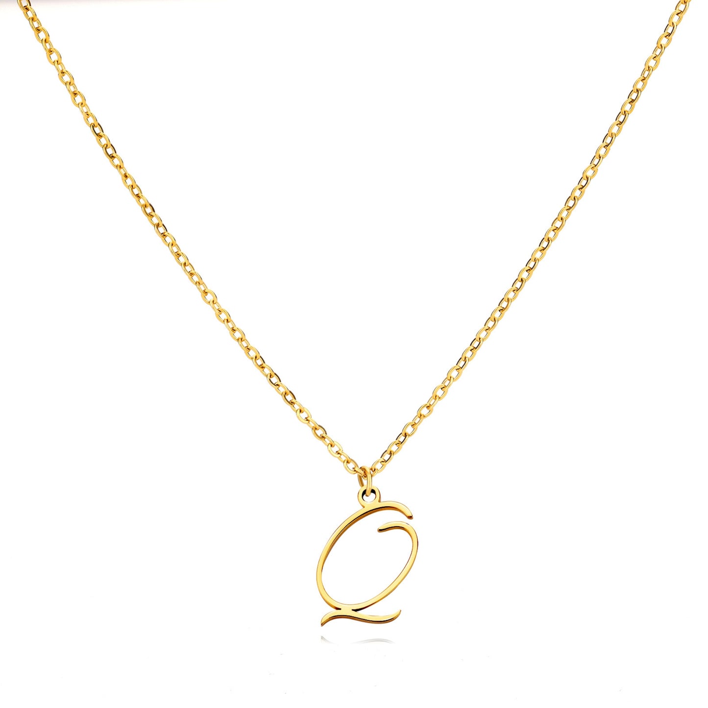18K Gold Plated Stainless Steel Hypoallergenic Waterproof Tarnish Free Allura Alphabet Necklaces The Aura