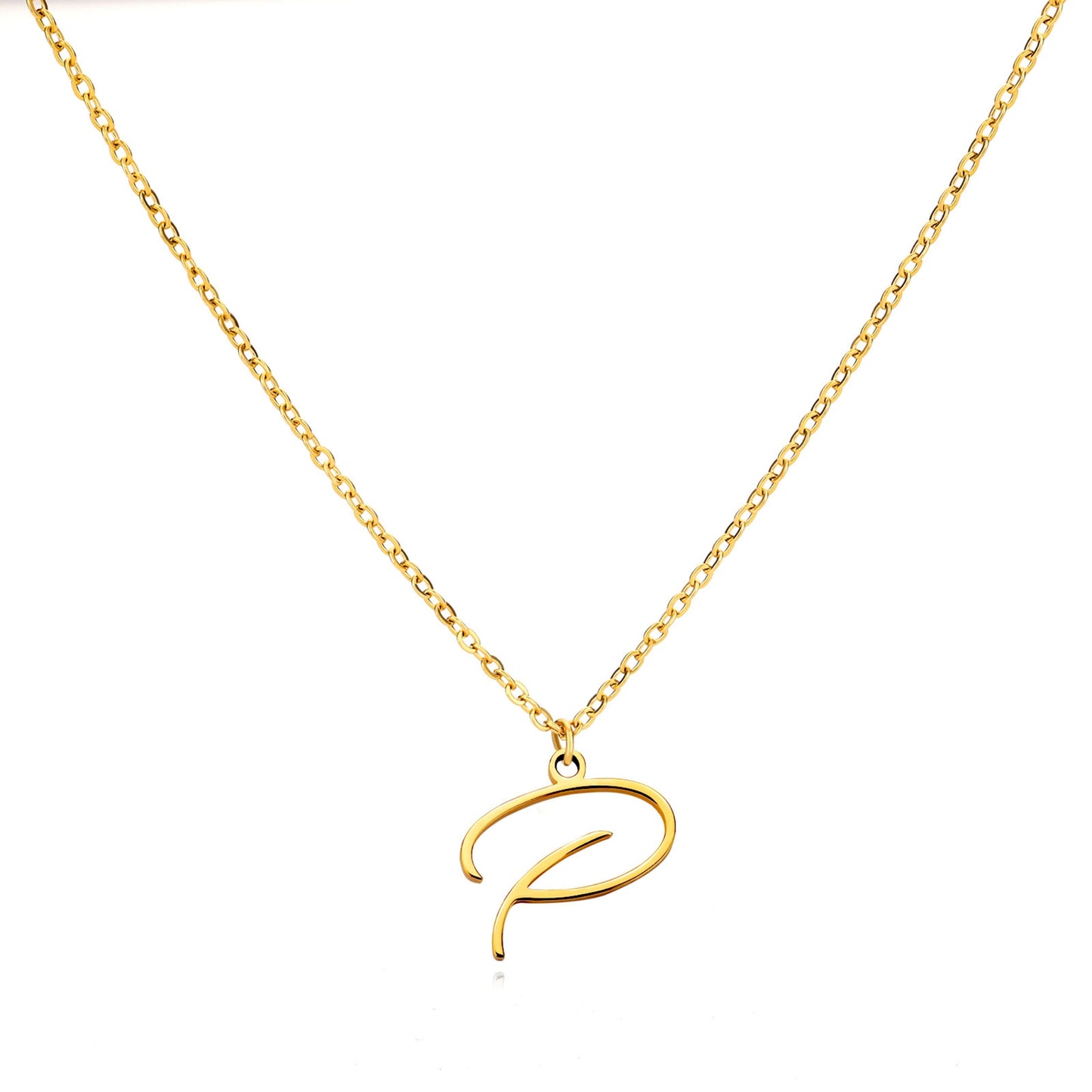 18K Gold Plated Stainless Steel Hypoallergenic Waterproof Tarnish Free Allura Alphabet Necklaces The Aura
