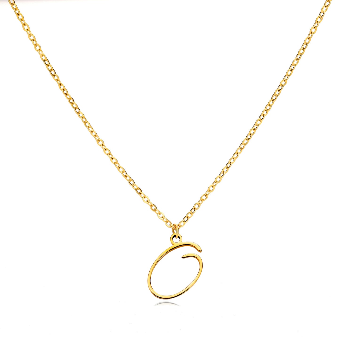 18K Gold Plated Stainless Steel Hypoallergenic Waterproof Tarnish Free Allura Alphabet Necklaces The Aura