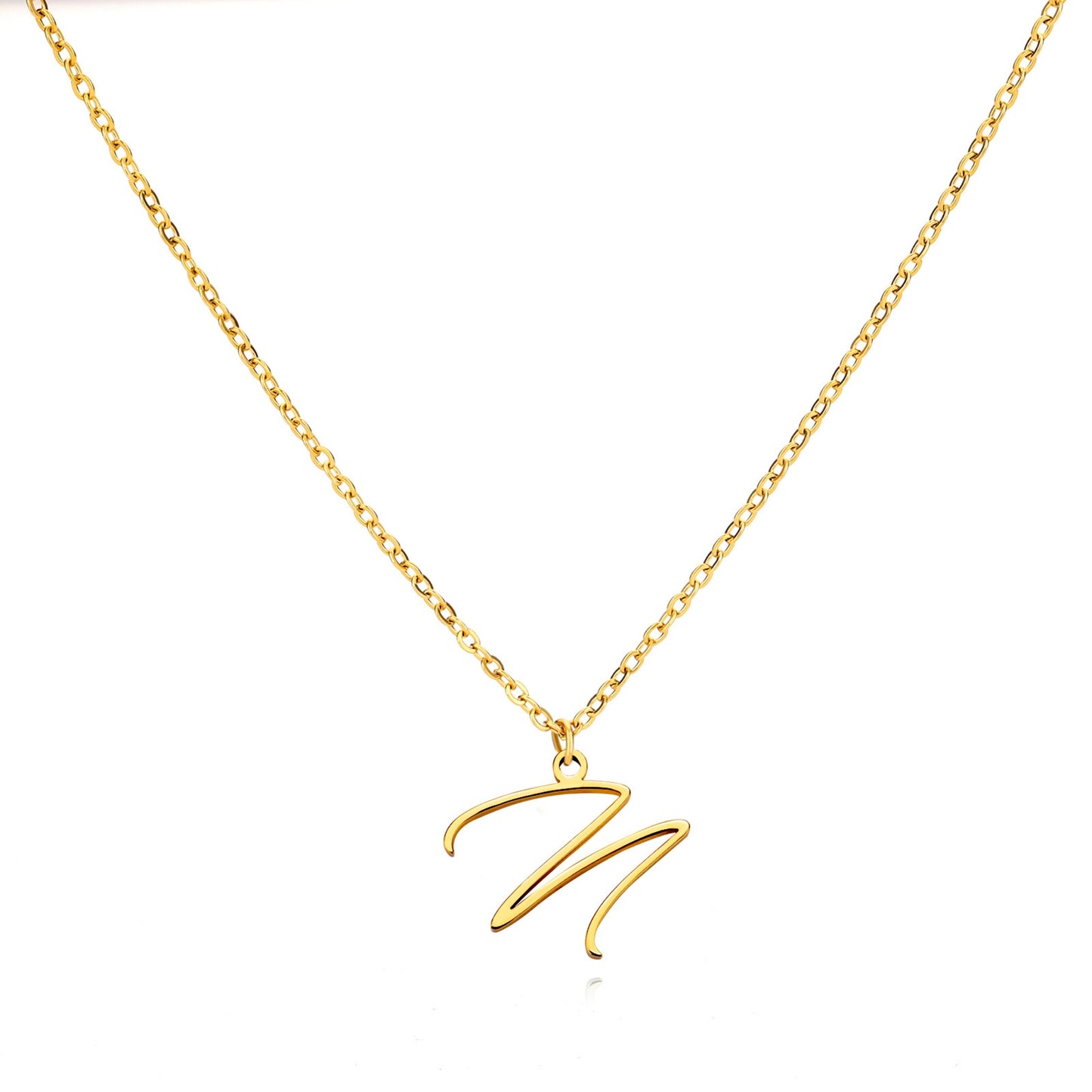 18K Gold Plated Stainless Steel Hypoallergenic Waterproof Tarnish Free Allura Alphabet Necklaces The Aura
