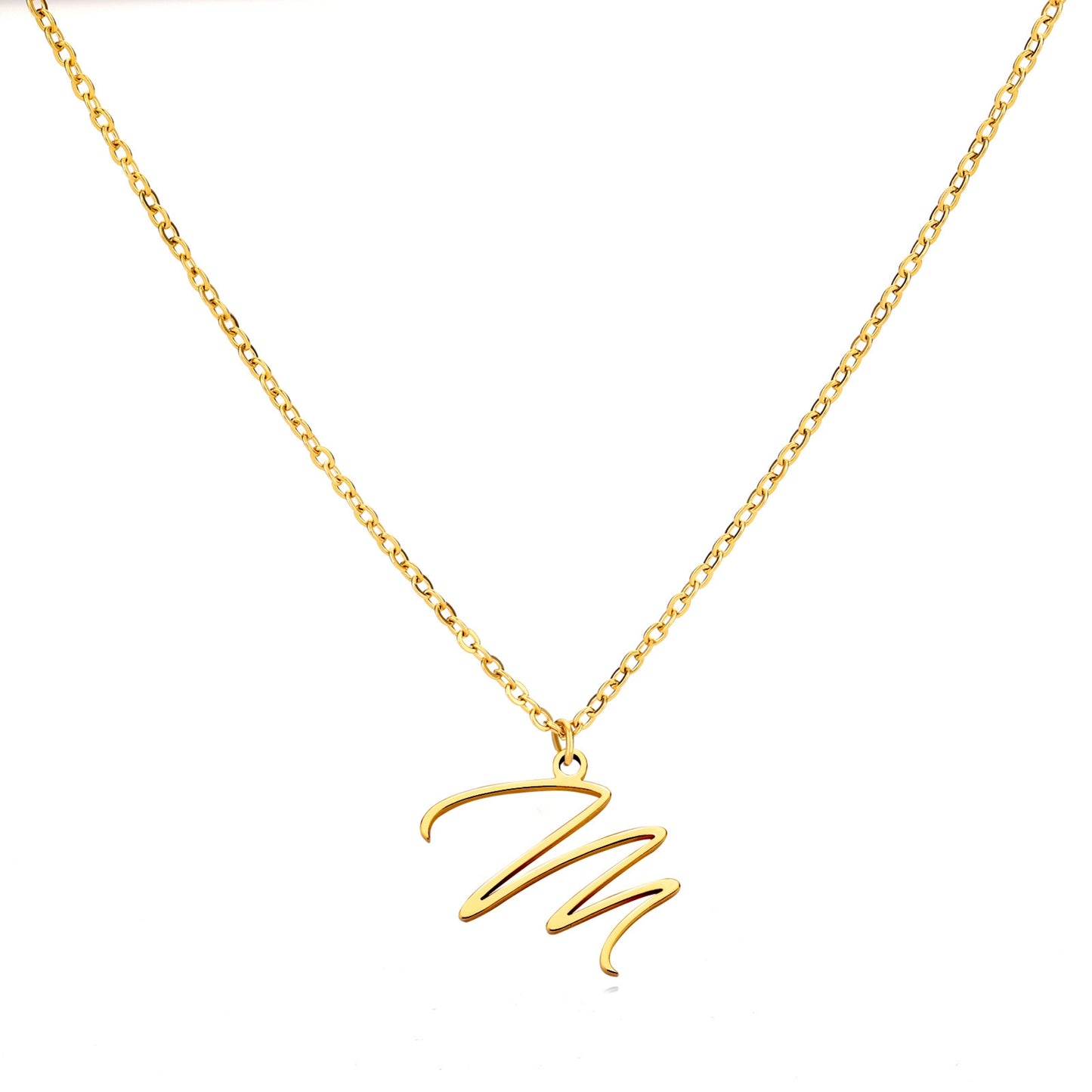 18K Gold Plated Stainless Steel Hypoallergenic Waterproof Tarnish Free Allura Alphabet Necklaces The Aura