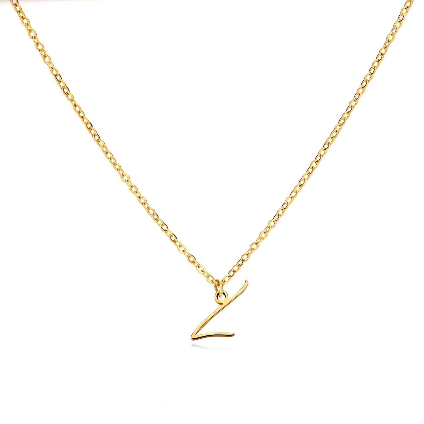 18K Gold Plated Stainless Steel Hypoallergenic Waterproof Tarnish Free Allura Alphabet Necklaces The Aura