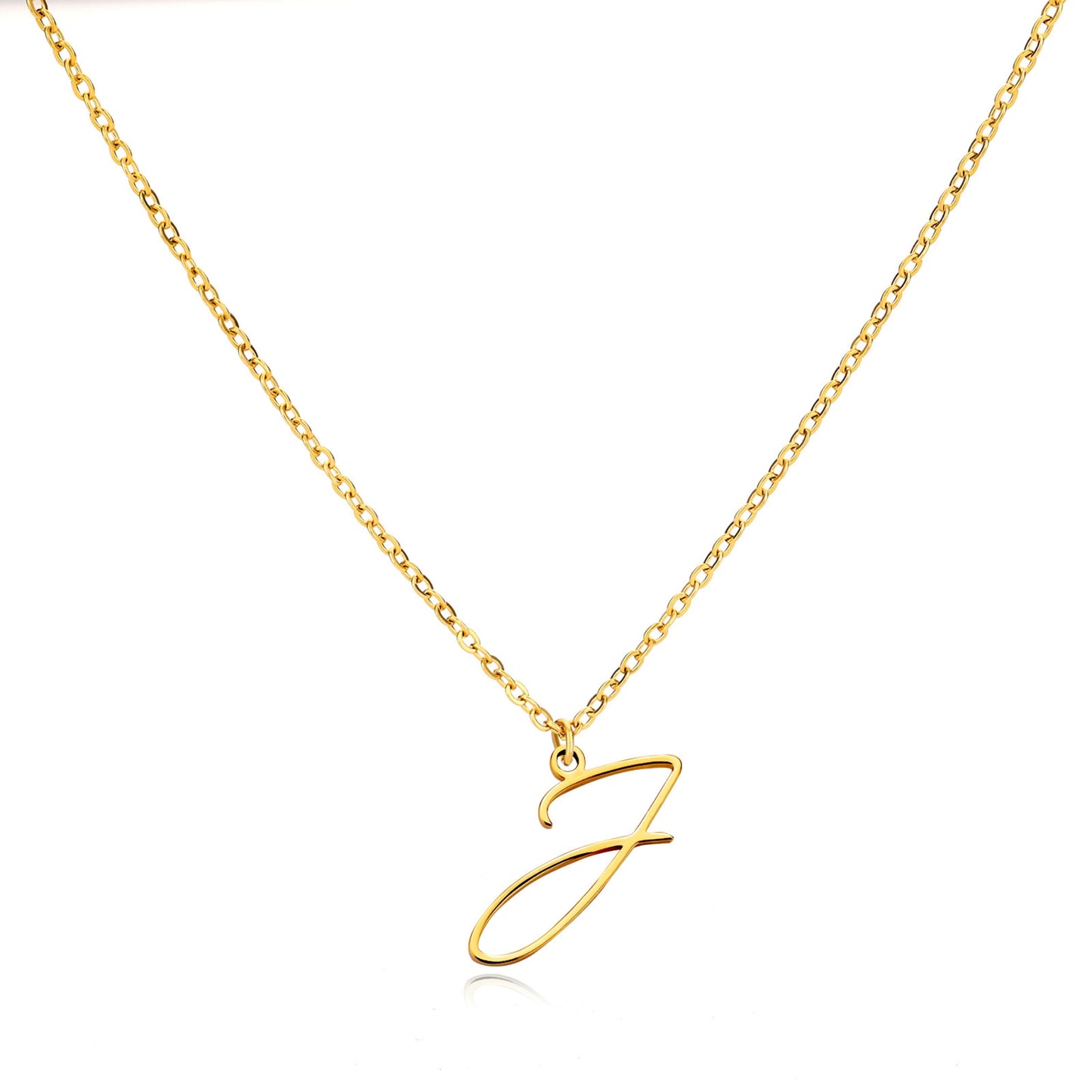 18K Gold Plated Stainless Steel Hypoallergenic Waterproof Tarnish Free Allura Alphabet Necklaces The Aura