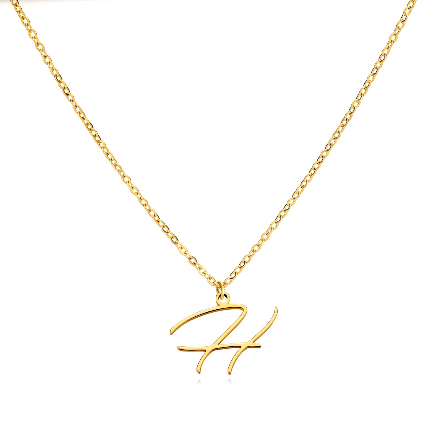 18K Gold Plated Stainless Steel Hypoallergenic Waterproof Tarnish Free Allura Alphabet Necklaces The Aura
