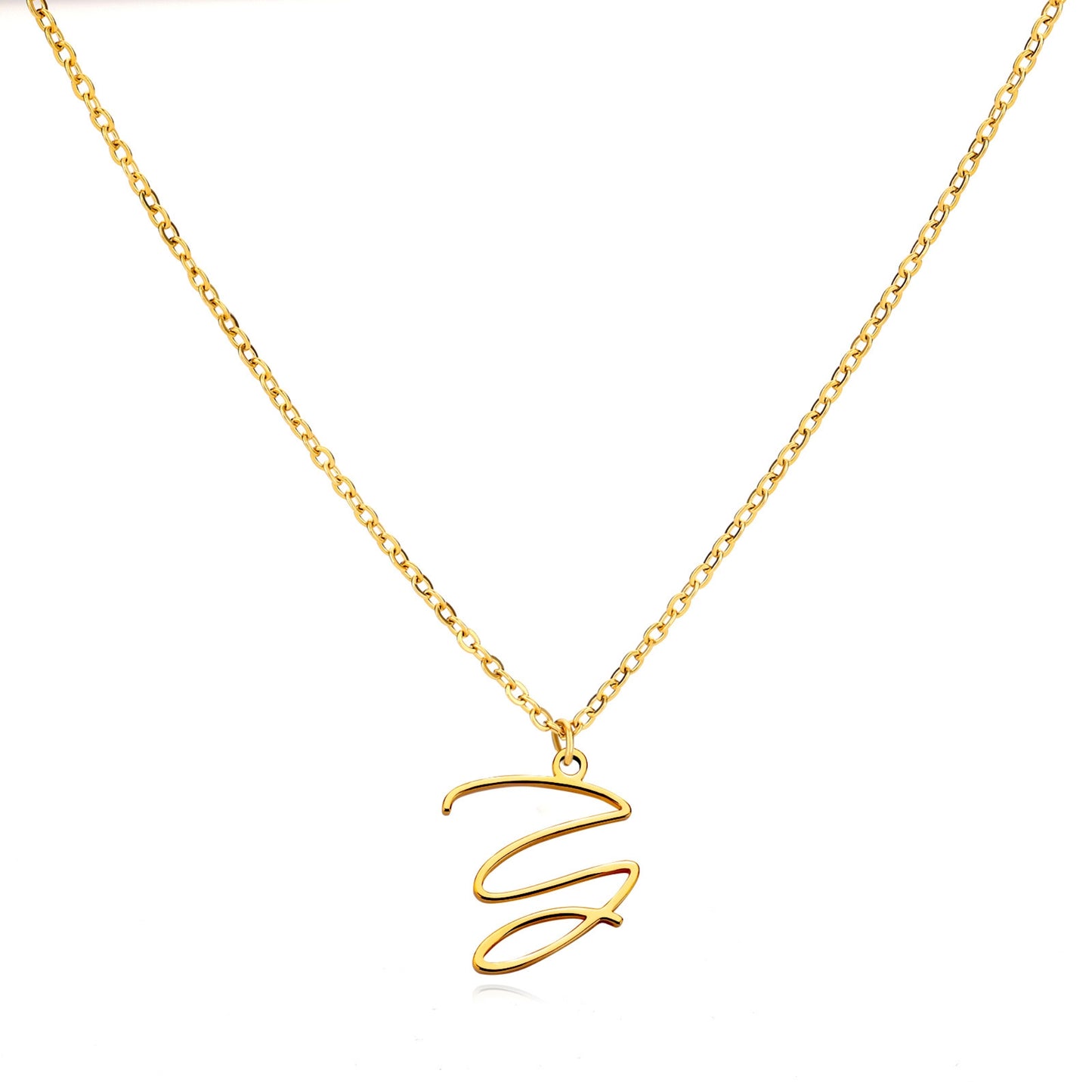 18K Gold Plated Stainless Steel Hypoallergenic Waterproof Tarnish Free Allura Alphabet Necklaces The Aura