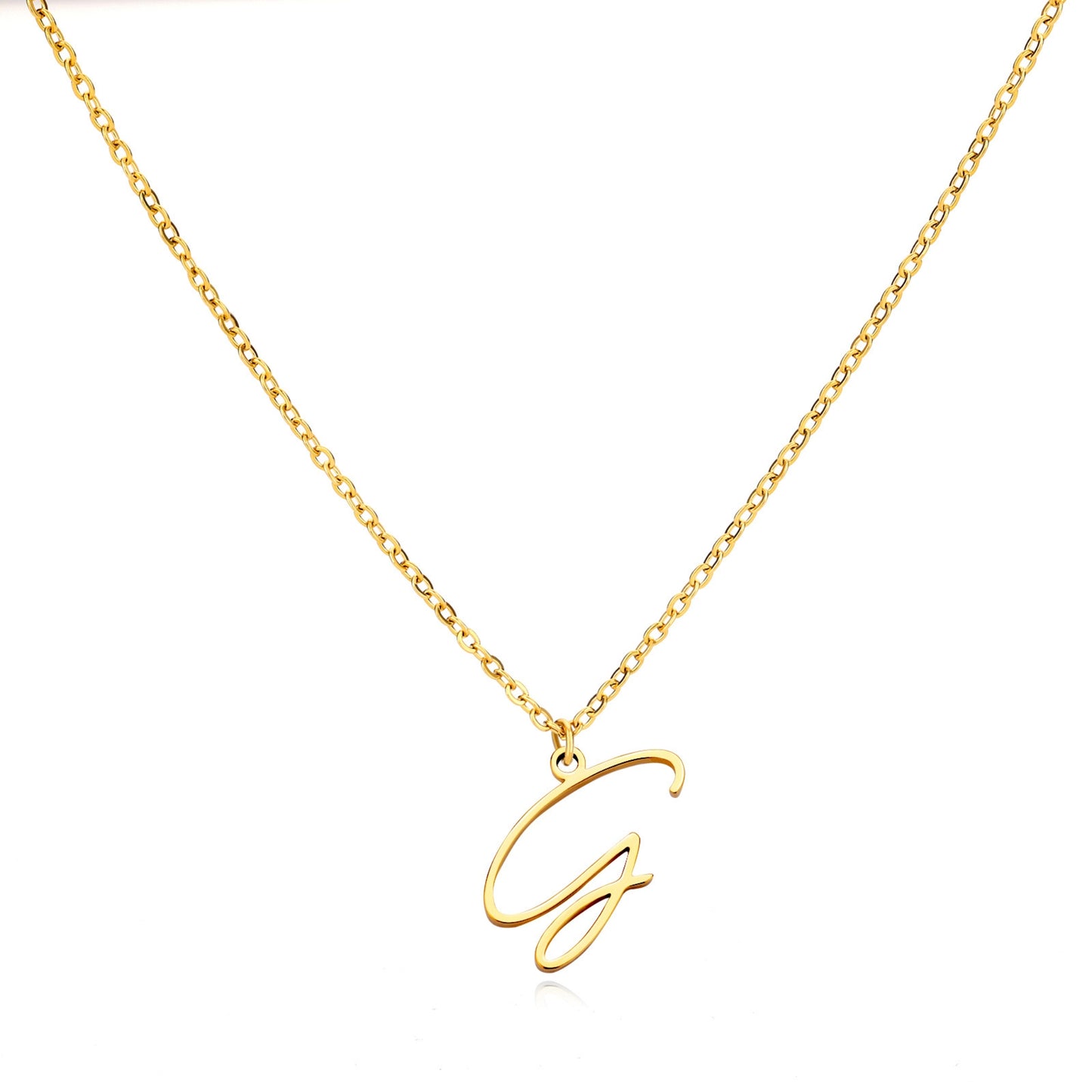 18K Gold Plated Stainless Steel Hypoallergenic Waterproof Tarnish Free Allura Alphabet Necklaces The Aura