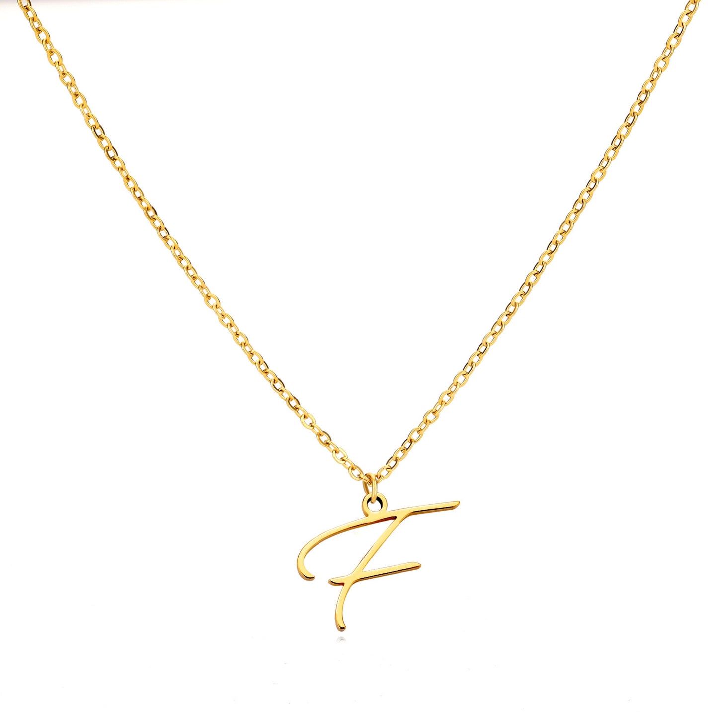 18K Gold Plated Stainless Steel Hypoallergenic Waterproof Tarnish Free Allura Alphabet Necklaces The Aura