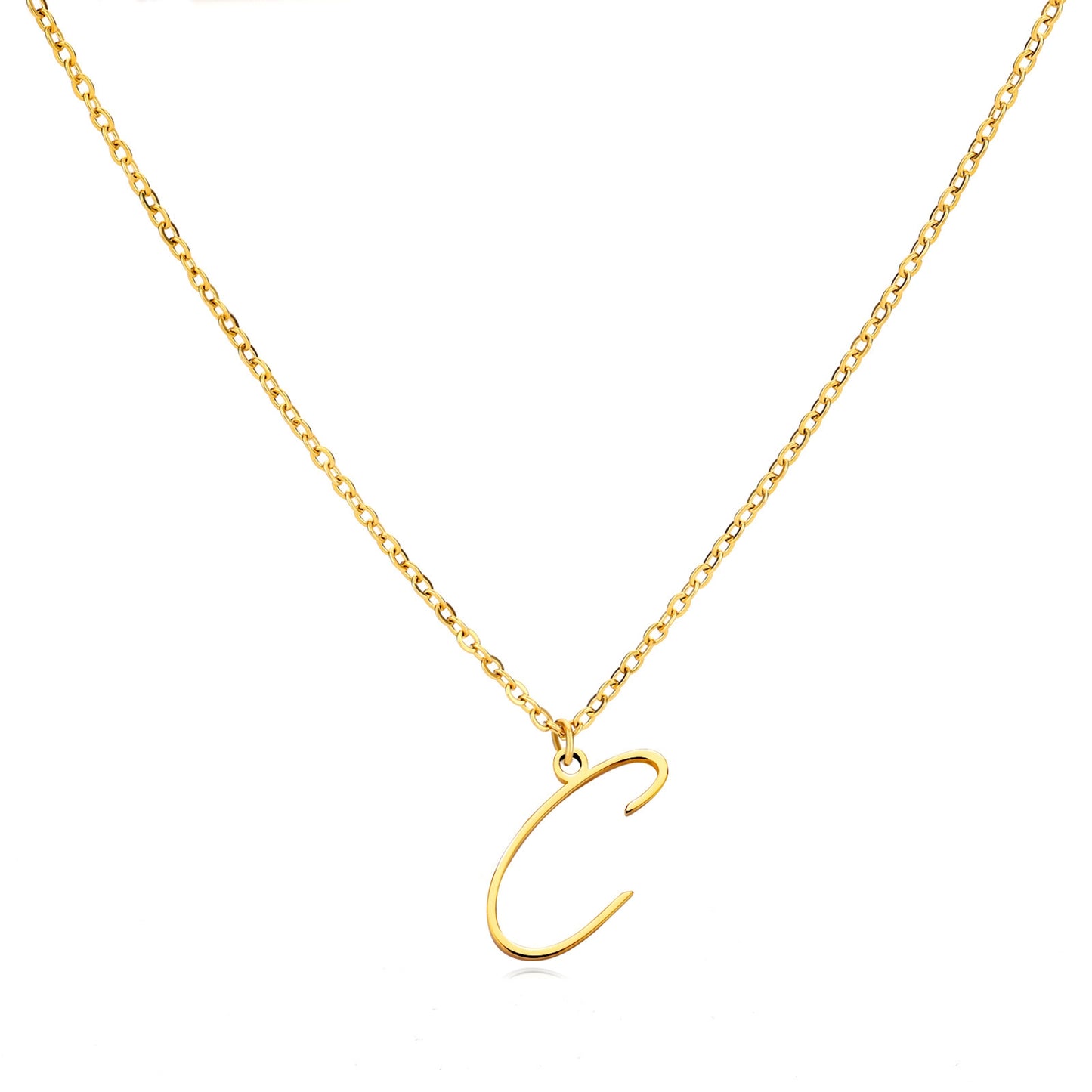 18K Gold Plated Stainless Steel Hypoallergenic Waterproof Tarnish Free Allura Alphabet Necklaces The Aura