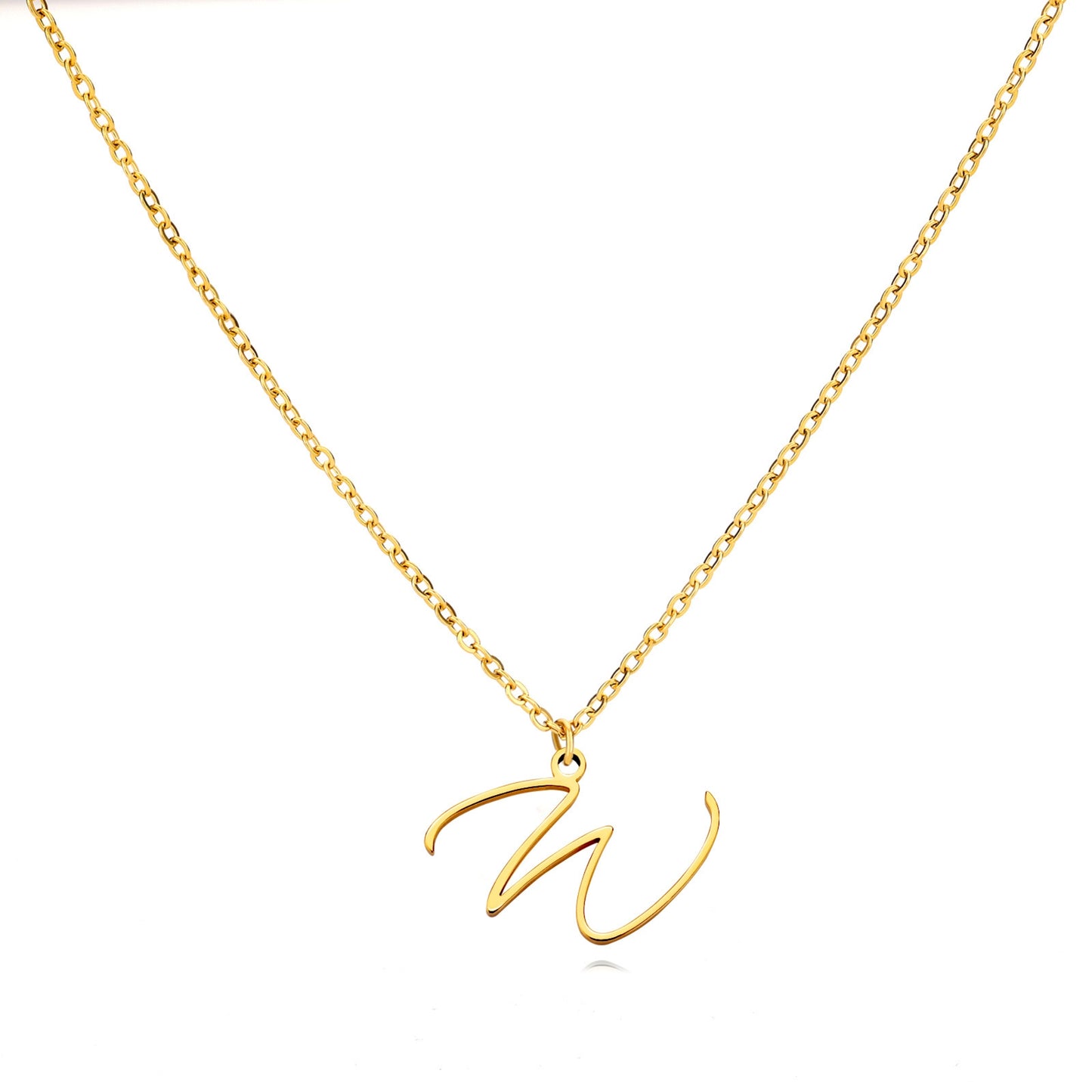18K Gold Plated Stainless Steel Hypoallergenic Waterproof Tarnish Free Allura Alphabet Necklaces The Aura