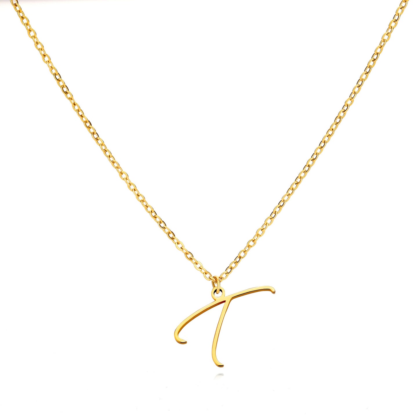 18K Gold Plated Stainless Steel Hypoallergenic Waterproof Tarnish Free Allura Alphabet Necklaces The Aura