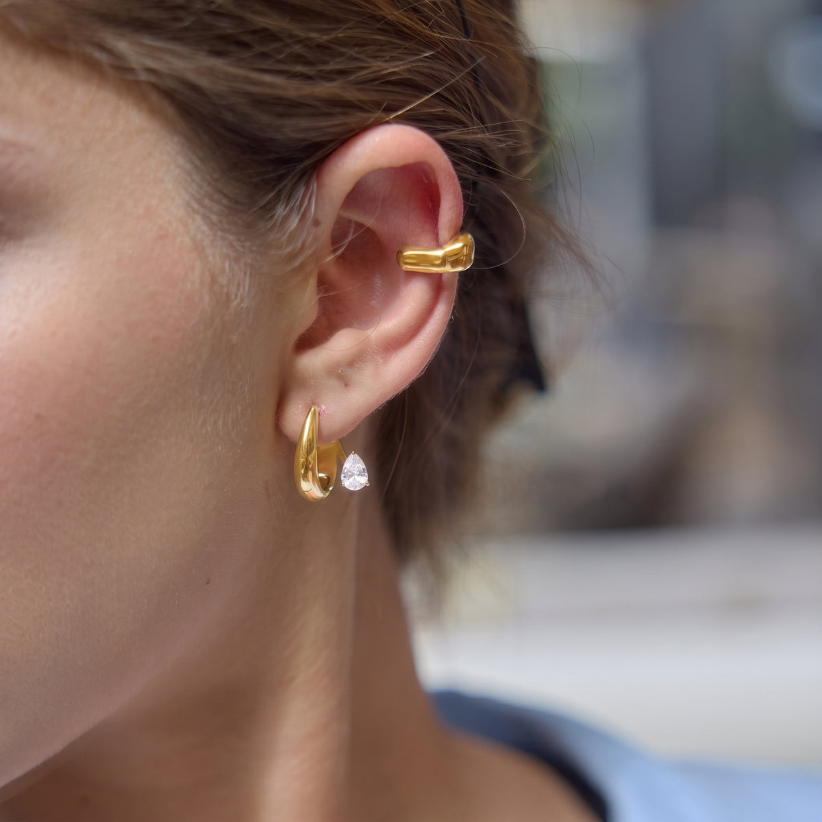 Aurelia Teardrop Huggie Earrings