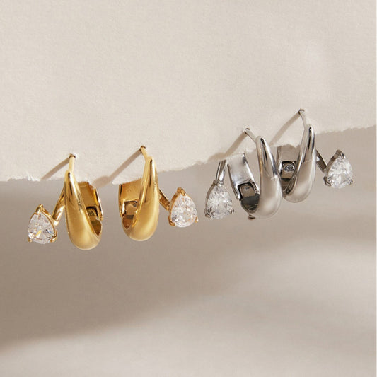 Aurelia Teardrop Huggie Earrings