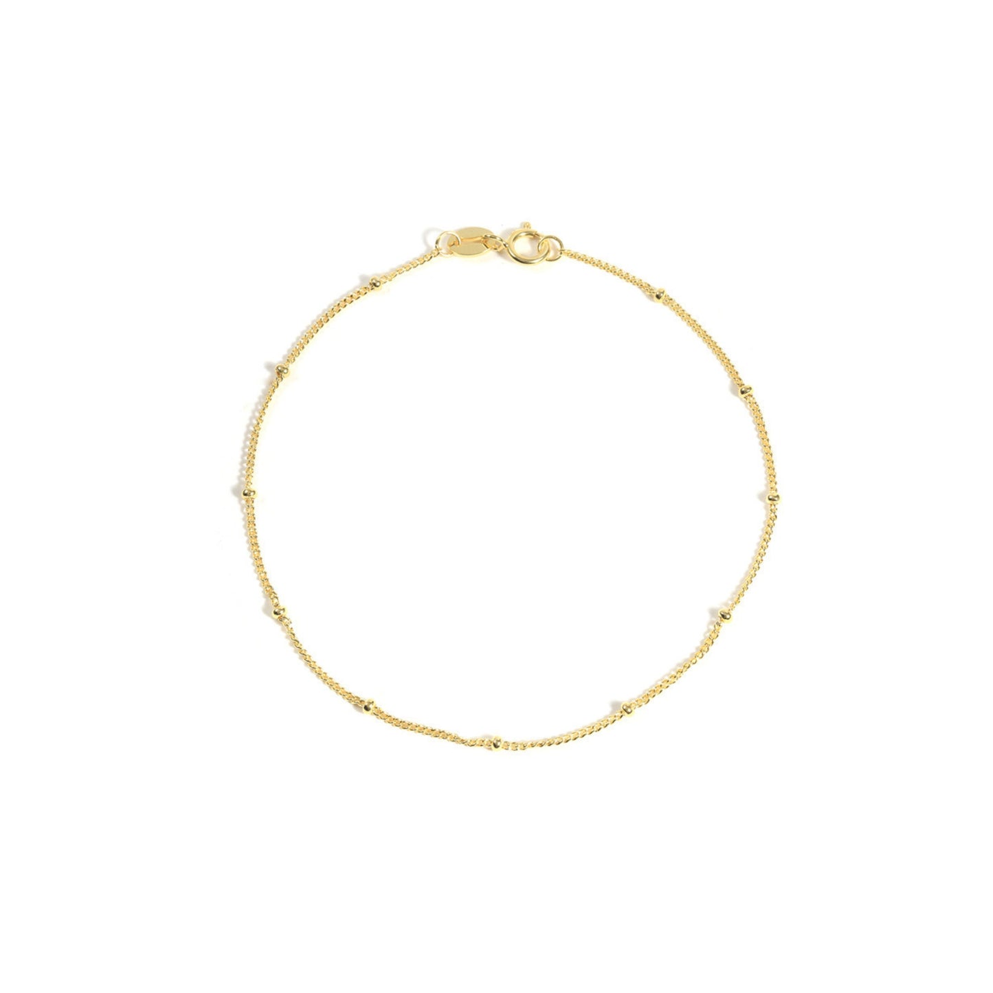 18K Gold Plated Sterling Silver Hypoallergenic Waterproof Tarnish Free Waterproof Sweatproof No-Fade Bead Chain Bracelet The Aura