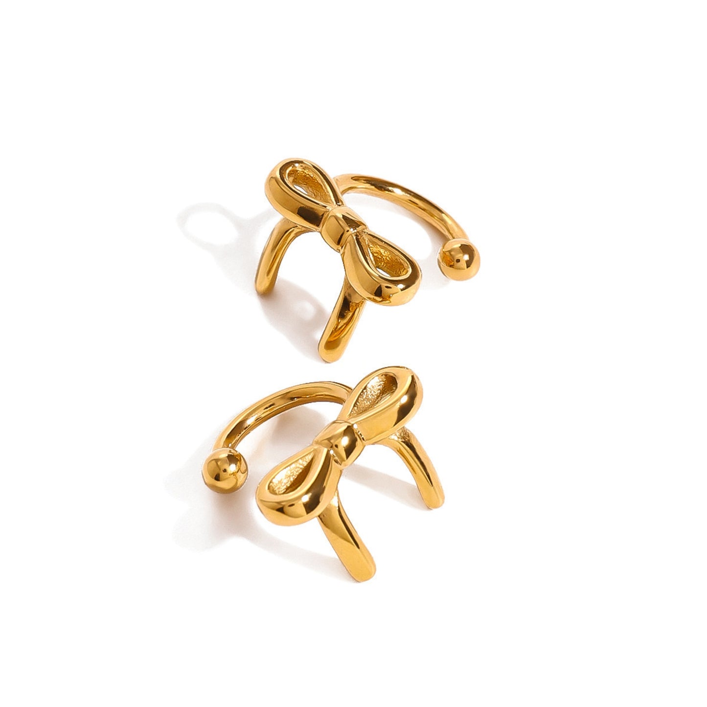 18K Gold Plated Stainless Steel Hypoallergenic Waterproof Tarnish Free Waterproof Sweatproof No-Fade Bow Ear Cuff The Aura