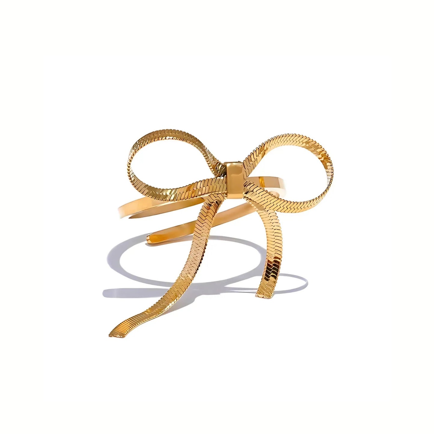 18K Gold Plated Stainless Steel Hypoallergenic Waterproof Tarnish Free Waterproof Sweatproof No-Fade Bow Loop Adjustable Ring The Aura