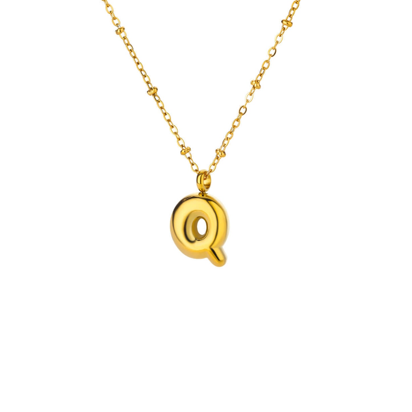 18K Gold Plated Stainless Steel Hypoallergenic Waterproof Tarnish Free Waterproof Sweatproof No-Fade Bubbly Alphabet Necklace The Aura