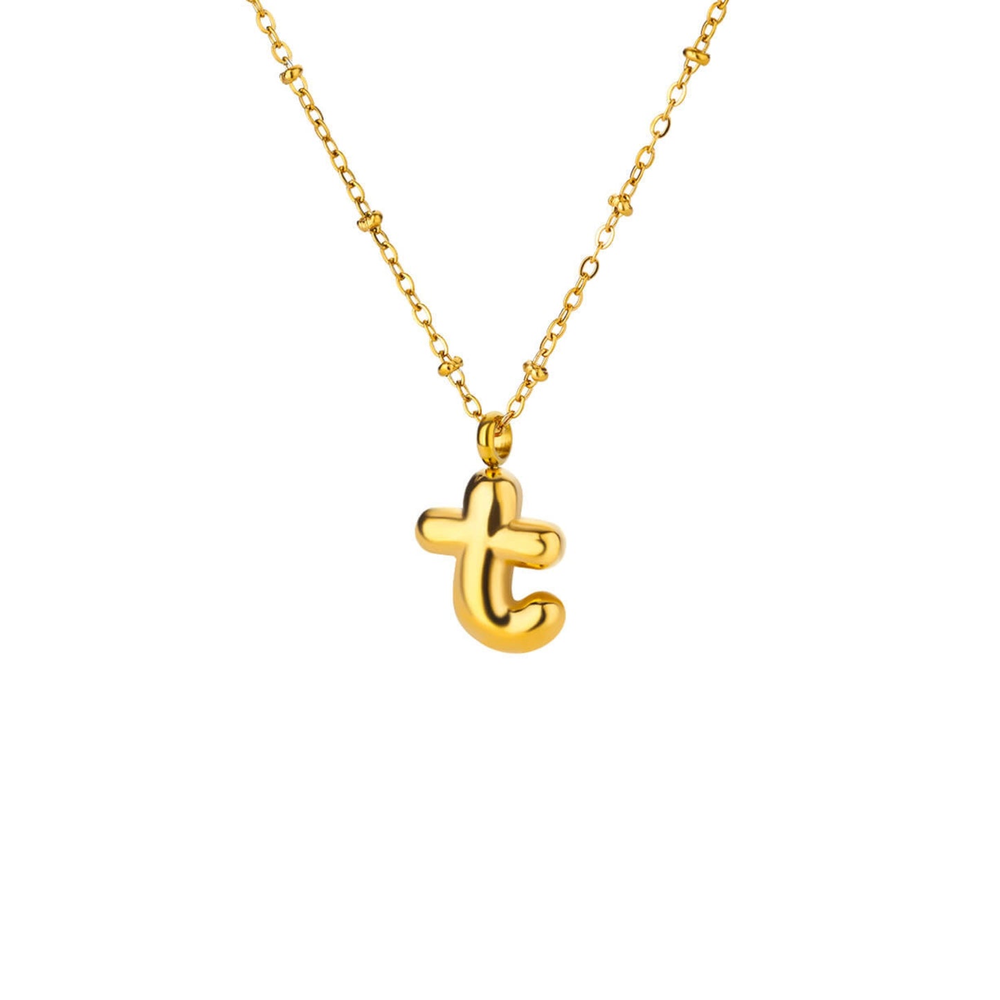 18K Gold Plated Stainless Steel Hypoallergenic Waterproof Tarnish Free Waterproof Sweatproof No-Fade Bubbly Alphabet Necklace The Aura