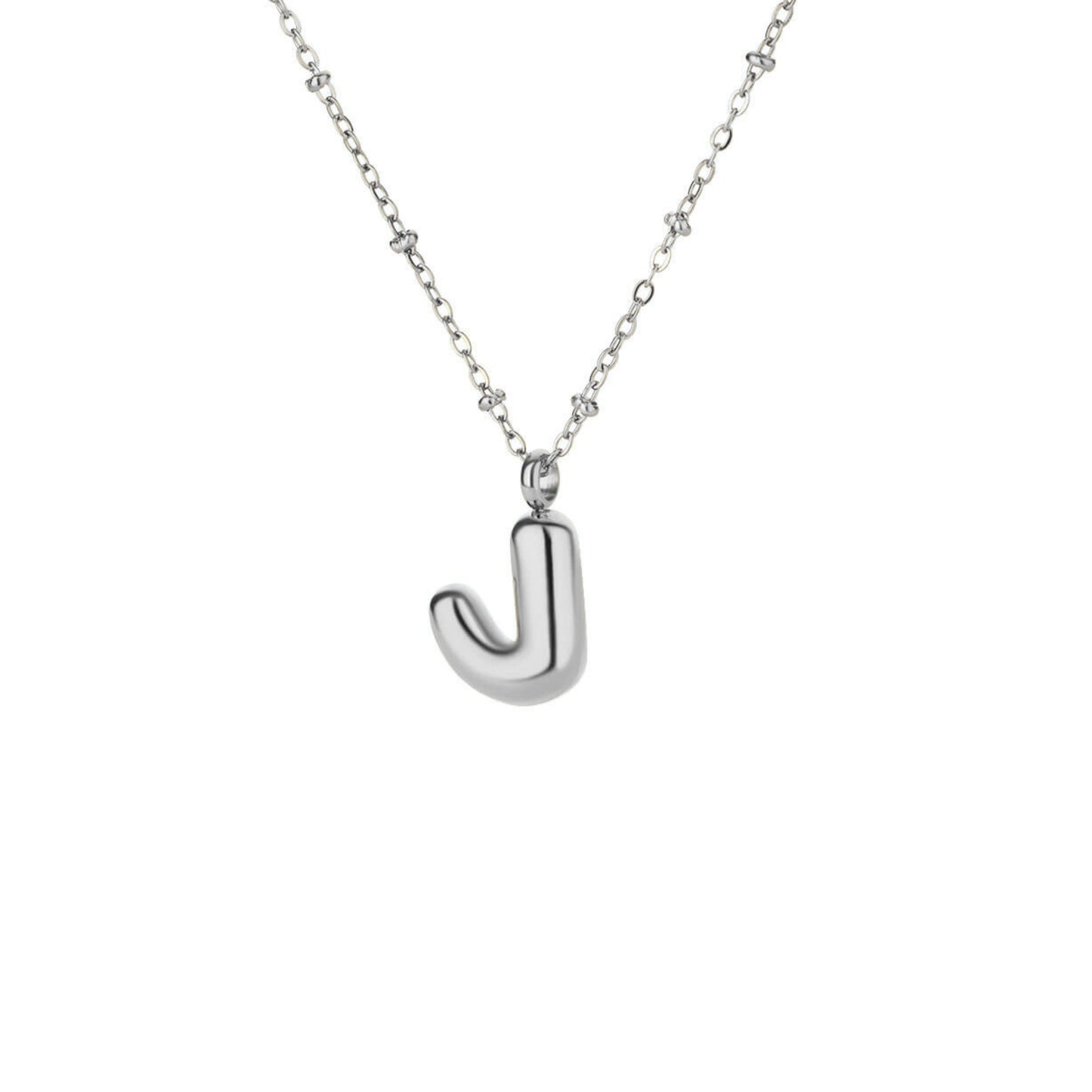 Stainless Steel Hypoallergenic Waterproof Tarnish Free Waterproof Sweatproof No-Fade Bubbly Alphabet Necklace The Aura