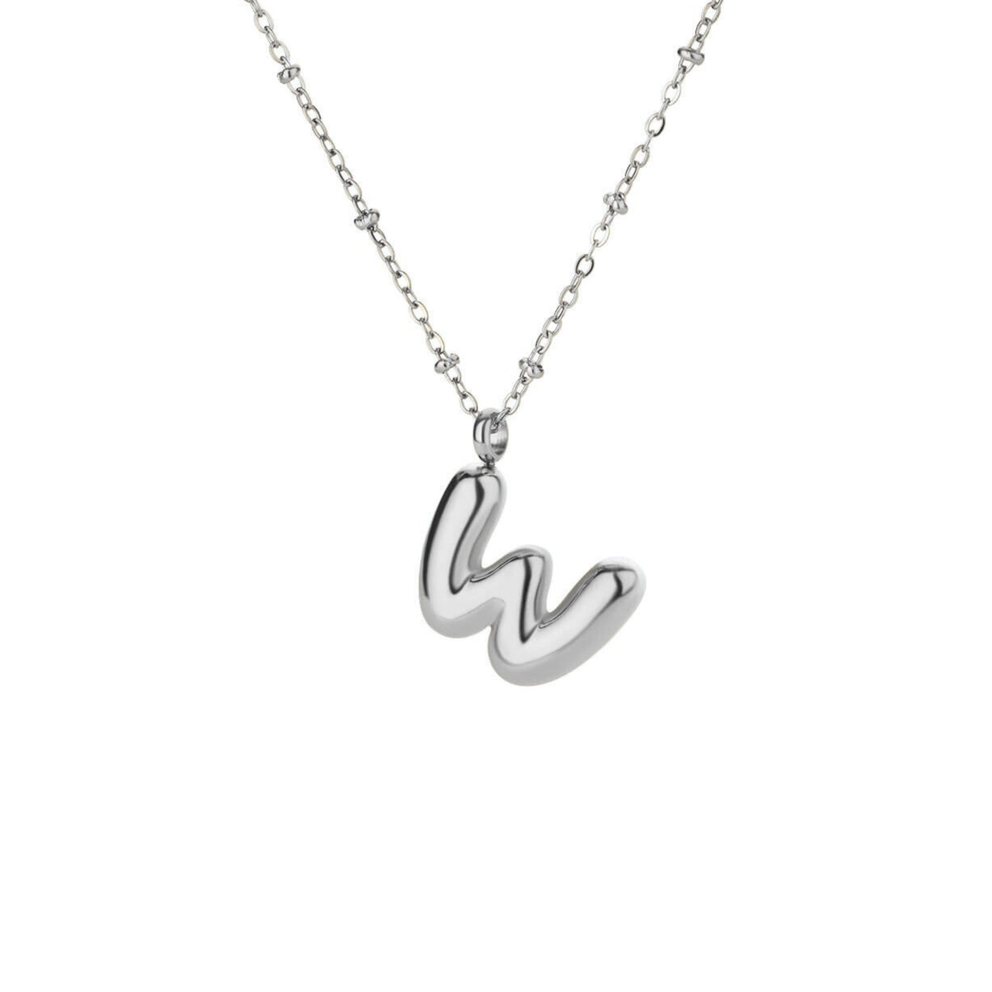 Stainless Steel Hypoallergenic Waterproof Tarnish Free Waterproof Sweatproof No-Fade Bubbly Alphabet Necklace The Aura