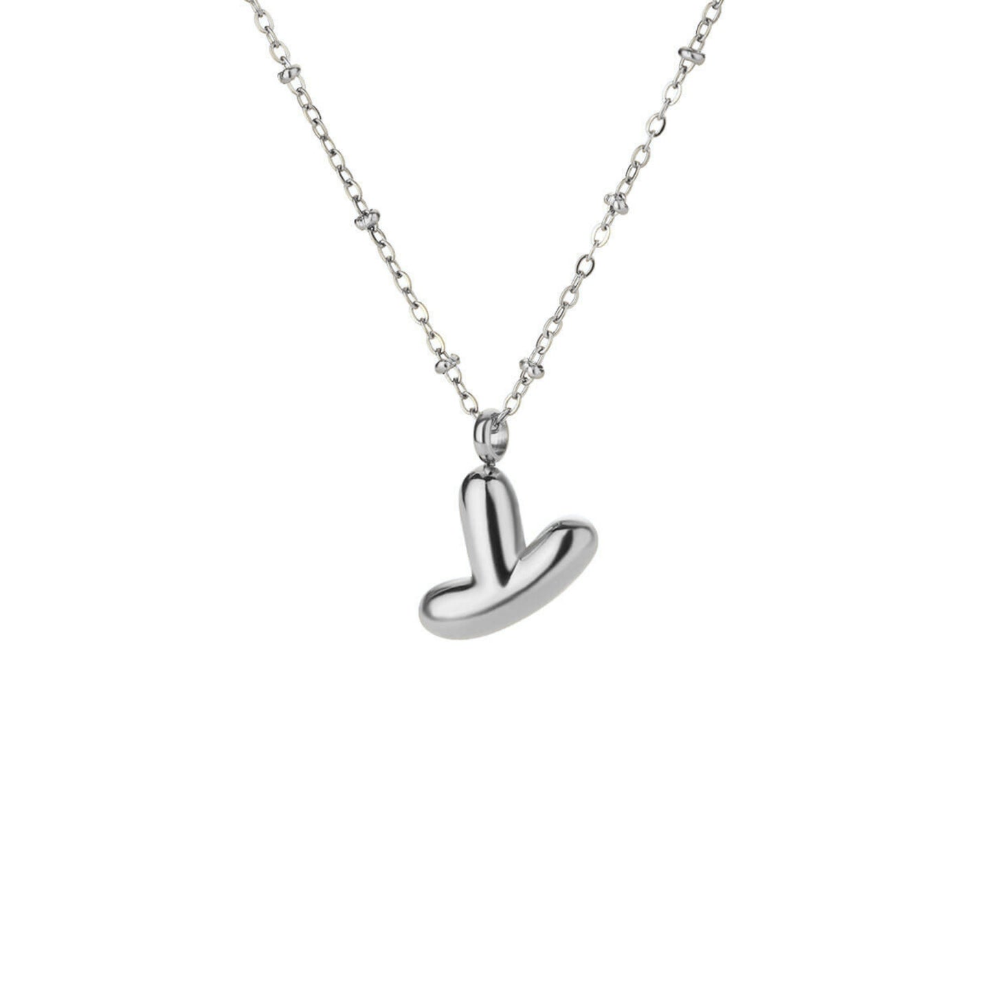 Stainless Steel Hypoallergenic Waterproof Tarnish Free Waterproof Sweatproof No-Fade Bubbly Alphabet Necklace The Aura