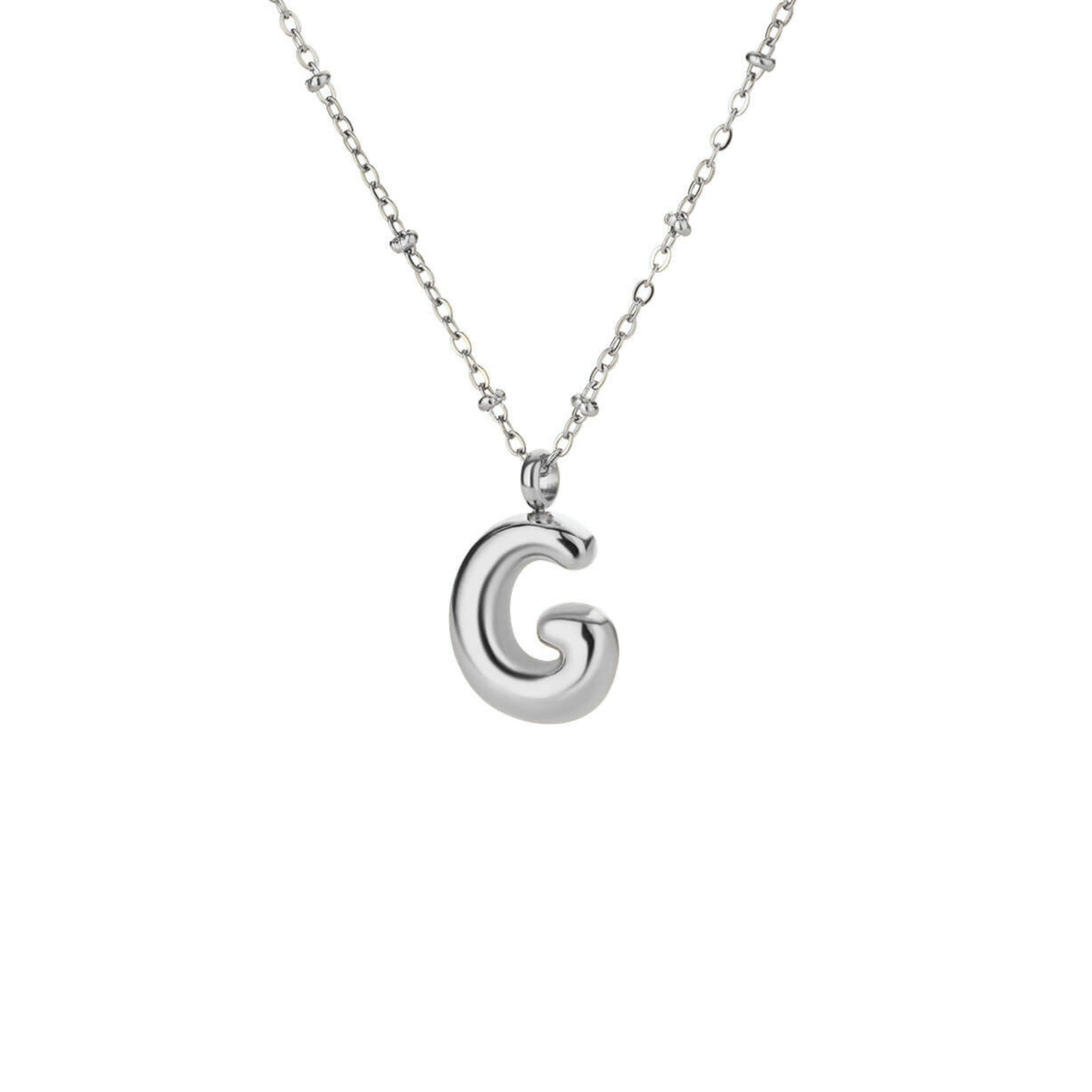 Stainless Steel Hypoallergenic Waterproof Tarnish Free Waterproof Sweatproof No-Fade Bubbly Alphabet Necklace The Aura