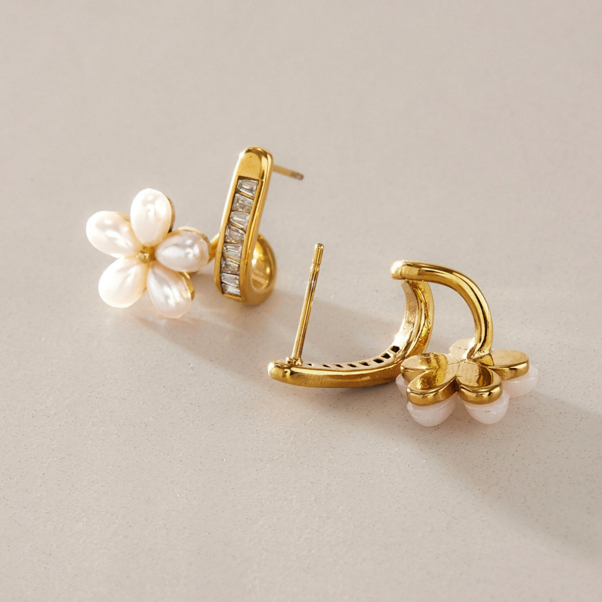 Floral Pearl Stud Earrings