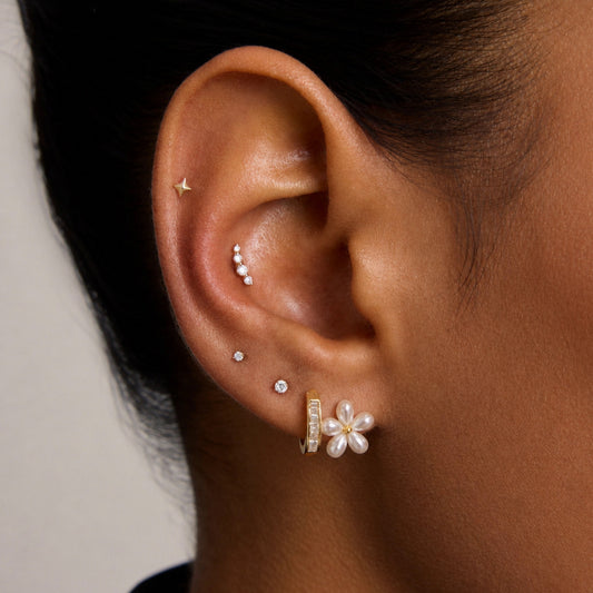 Floral Pearl Stud Earrings