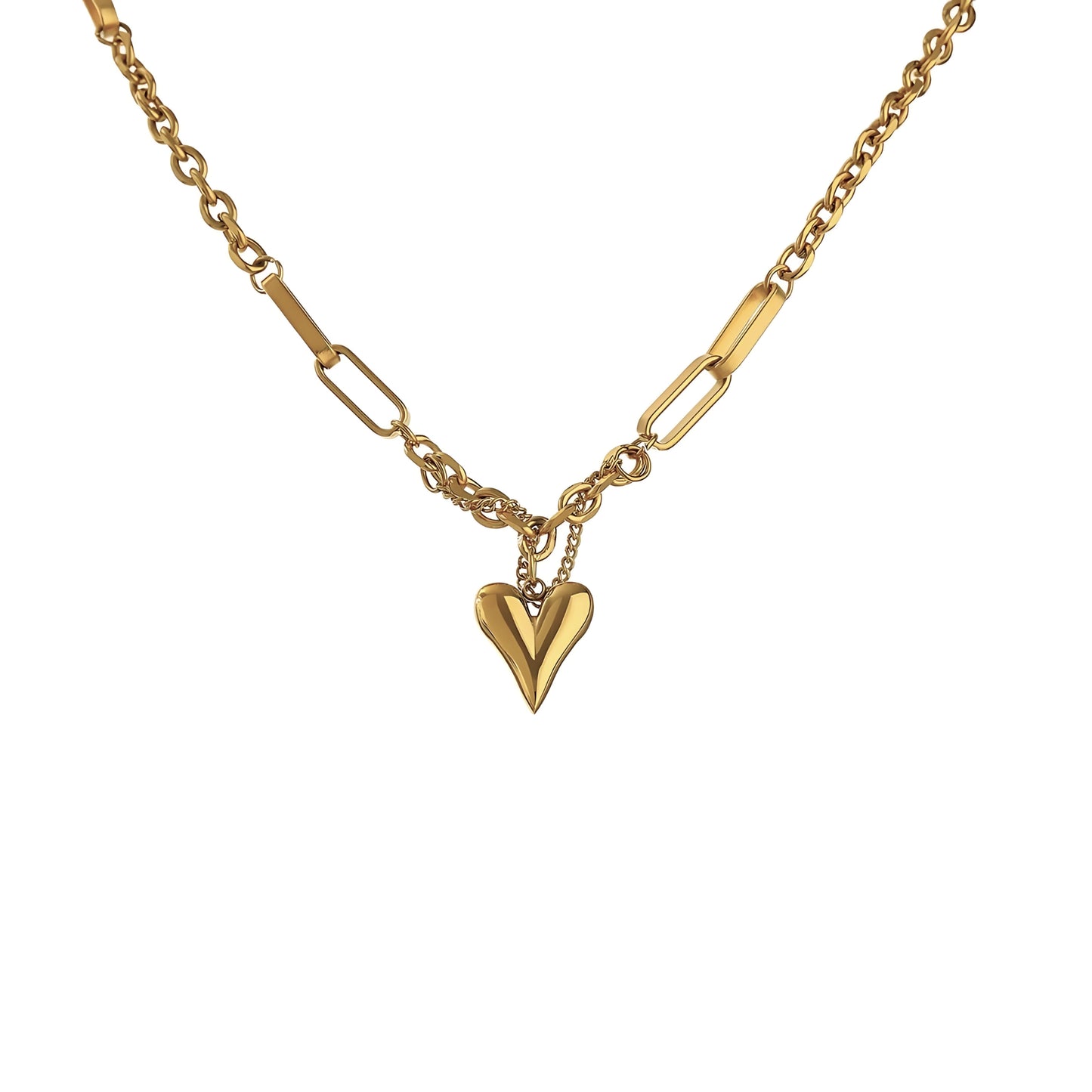 18K Gold Plated Stainless Steel Hypoallergenic Waterproof Tarnish Free Waterproof Sweatproof No-Fade Heart Chain Necklace The Aura