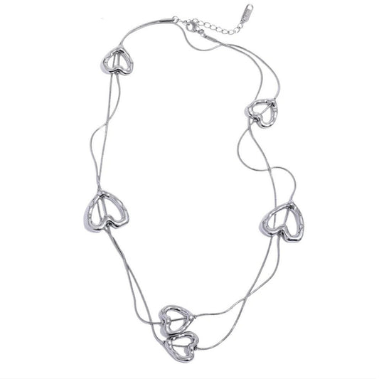 Stainless Steel Hypoallergenic Waterproof Tarnish Free Linking Hearts Necklace The Aura