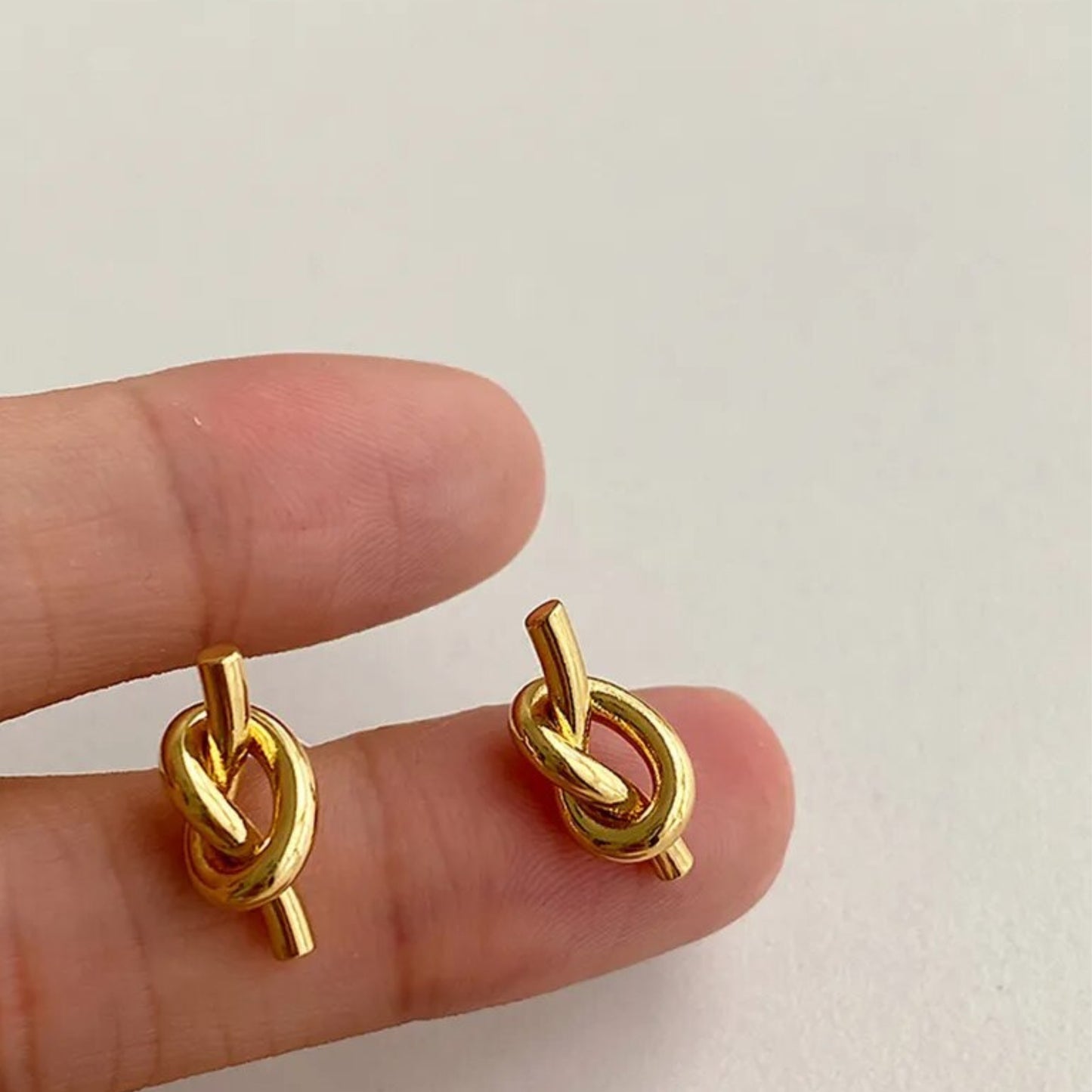18K Gold Plated Stainless Steel Hypoallergenic Waterproof Tarnish Free Waterproof Sweatproof No-Fade Love Knot Stud Earrings The Aura