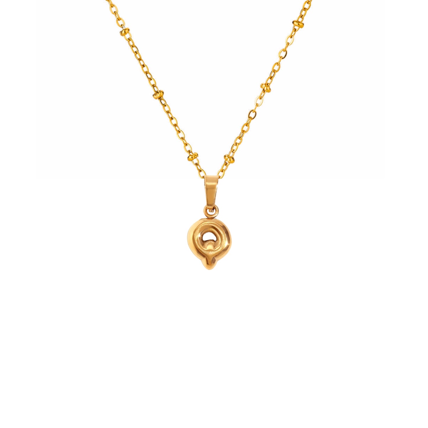 18K Gold Plated Stainless Steel Hypoallergenic Waterproof Tarnish Free Waterproof Sweatproof No-Fade Mini Bubbly Alphabet Necklace The Aura