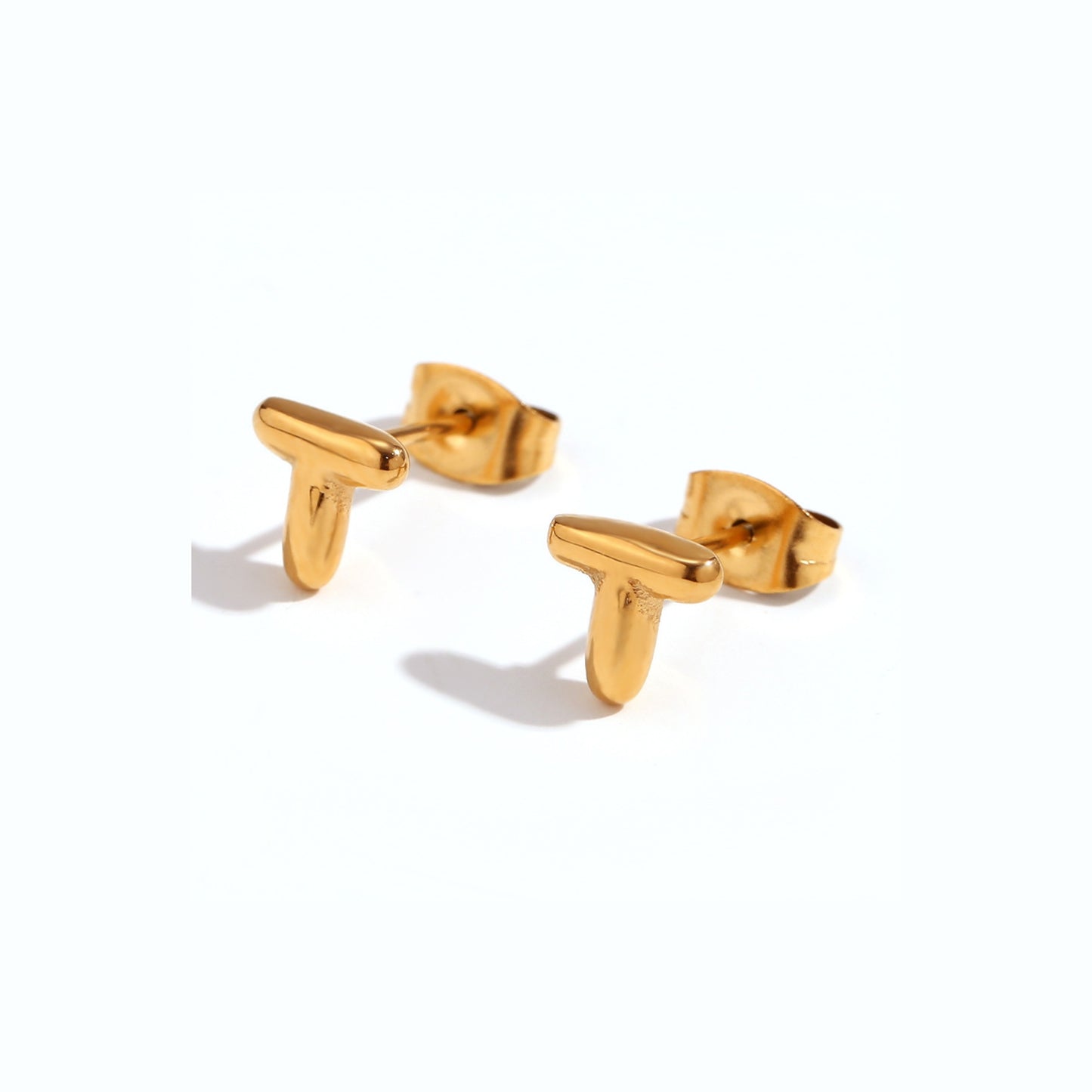 18K Gold Plated Stainless Steel Hypoallergenic Waterproof Tarnish Free Waterproof Sweatproof No-Fade Mini Bubbly Alphabet Stud Earrings The Aura