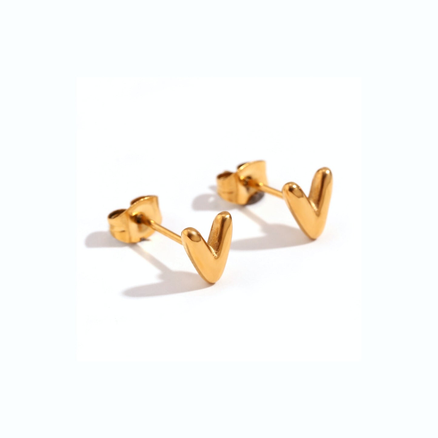18K Gold Plated Stainless Steel Hypoallergenic Waterproof Tarnish Free Waterproof Sweatproof No-Fade Mini Bubbly Alphabet Stud Earrings The Aura
