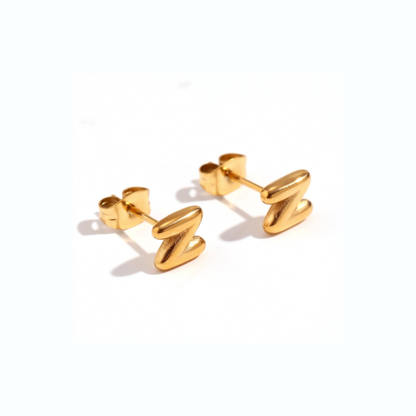 18K Gold Plated Stainless Steel Hypoallergenic Waterproof Tarnish Free Waterproof Sweatproof No-Fade Mini Bubbly Alphabet Stud Earrings The Aura