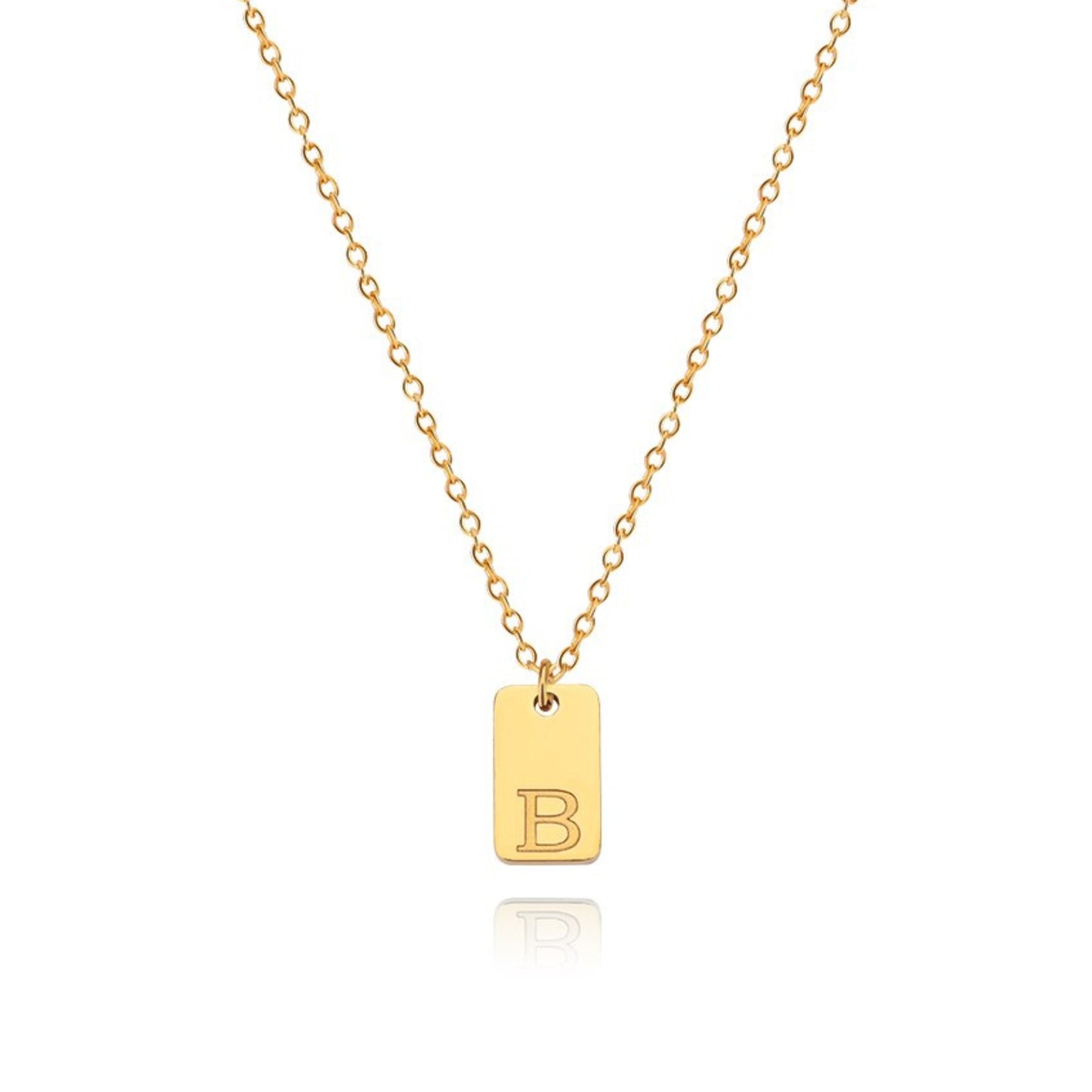 18K Gold Plated Stainless Steel Hypoallergenic Waterproof Tarnish Free Oblong Alphabet Necklaces The Aura