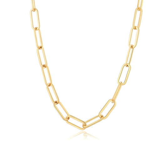 18K Gold Plated Stainless Steel Hypoallergenic Waterproof Tarnish Free Waterproof Sweatproof No-Fade Oblong Link Chain Necklace The Aura
