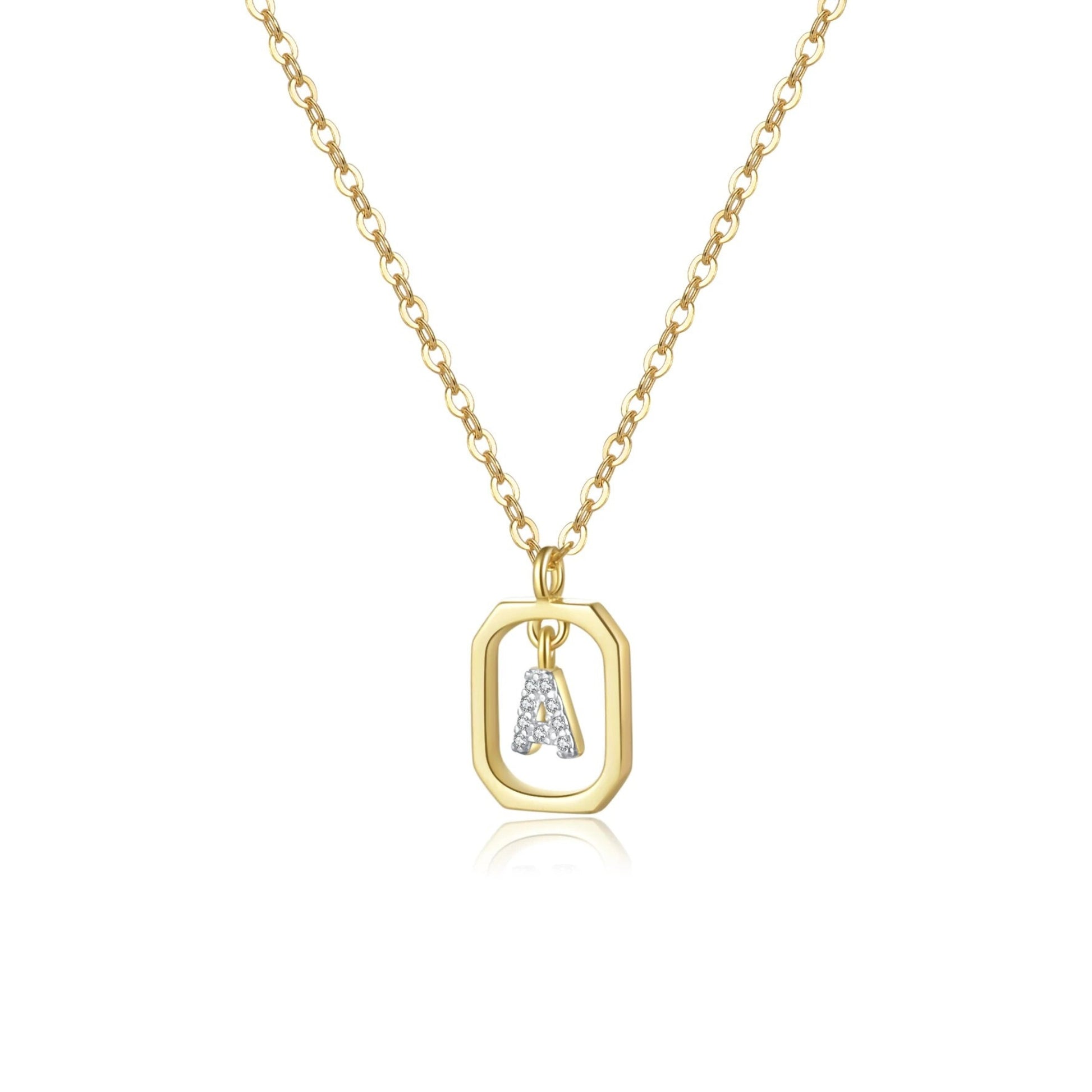 18K Gold Plated Sterling Silver Hypoallergenic Waterproof Sweatproof No-Fade Petite Alphabet Necklace The Aura
