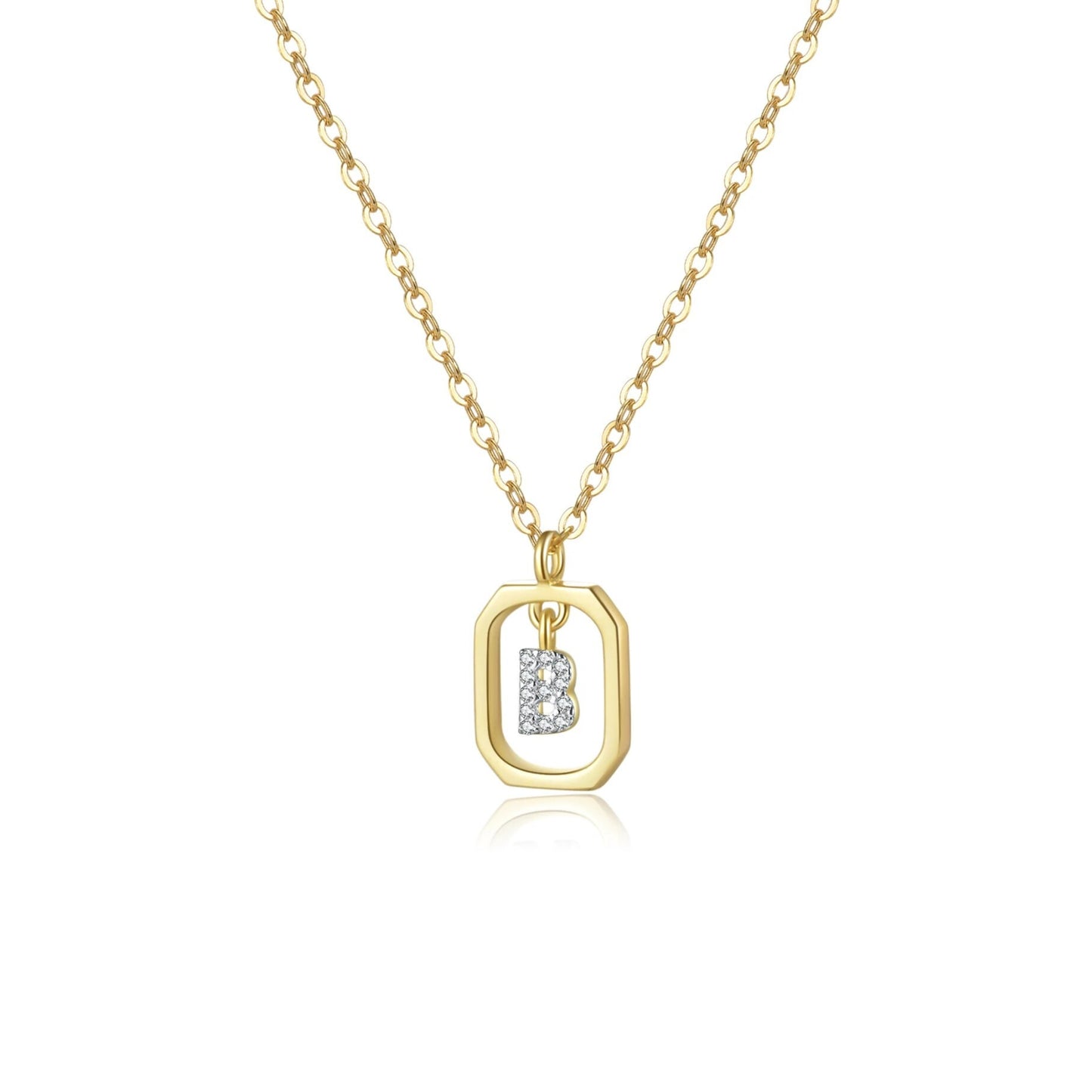 18K Gold Plated Sterling Silver Hypoallergenic Waterproof Sweatproof No-Fade Petite Alphabet Necklace The Aura