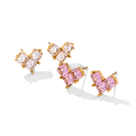18K Gold Plated Stainless Steel Hypoallergenic Waterproof Tarnish Free Waterproof Sweatproof No-Fade Pure Heart Stud Earrings The Aura