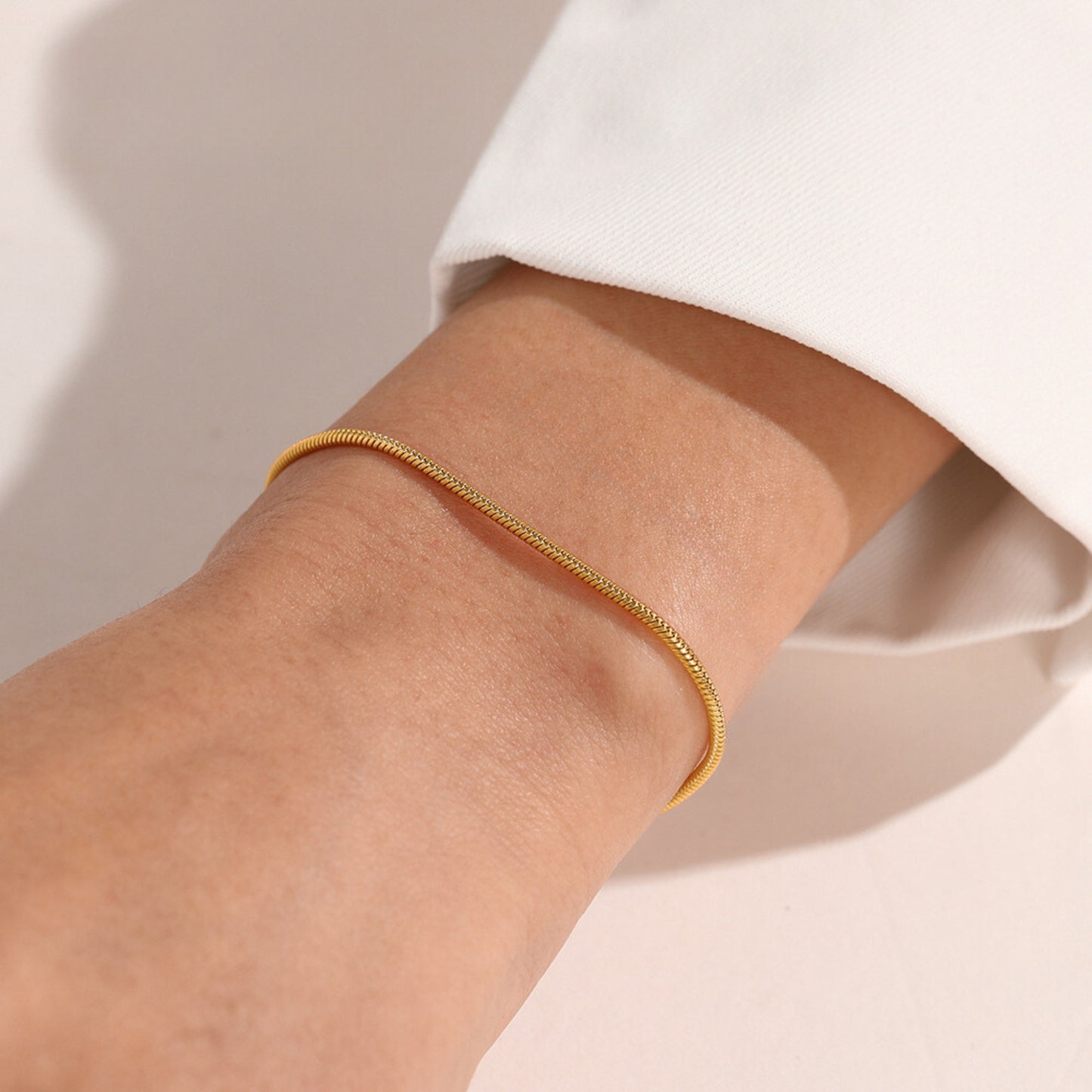 18K Gold Plated Stainless Steel Hypoallergenic Waterproof Tarnish Free Waterproof Sweatproof No-Fade Rope Chain Bracelet The Aura