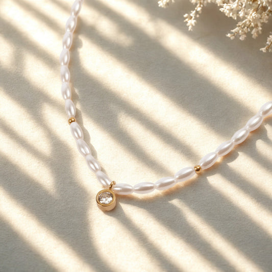 Solo Round Pearl Chain Necklace