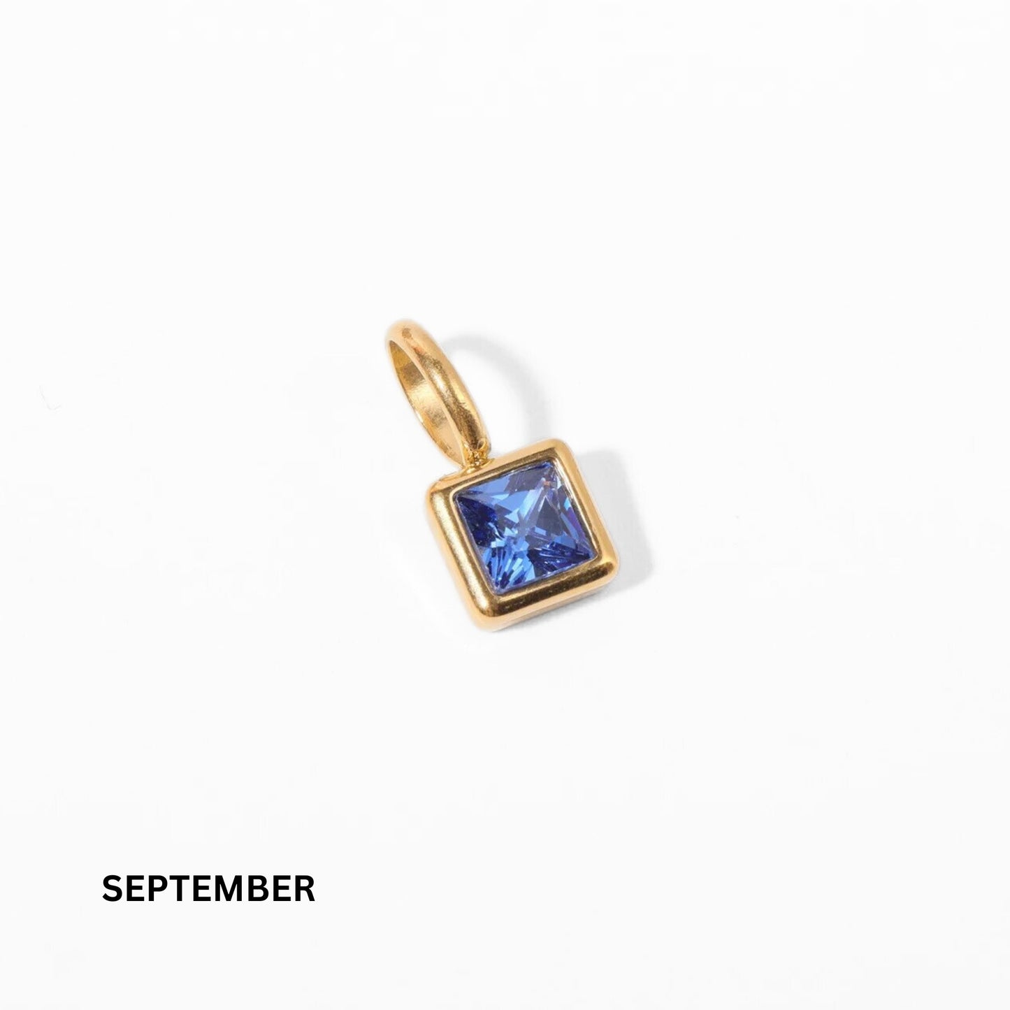 18K Gold Plated Stainless Steel Hypoallergenic Waterproof Tarnish Free Waterproof Sweatproof No-Fade Solo Square Birthstone Necklace The Aura