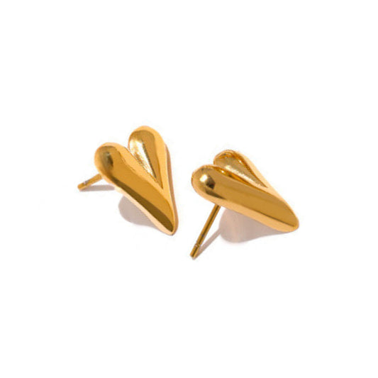 Gold Plated Stainless Steel Hypoallergenic Waterproof Tarnish Free Sweetheart Stud Earrings The Aura