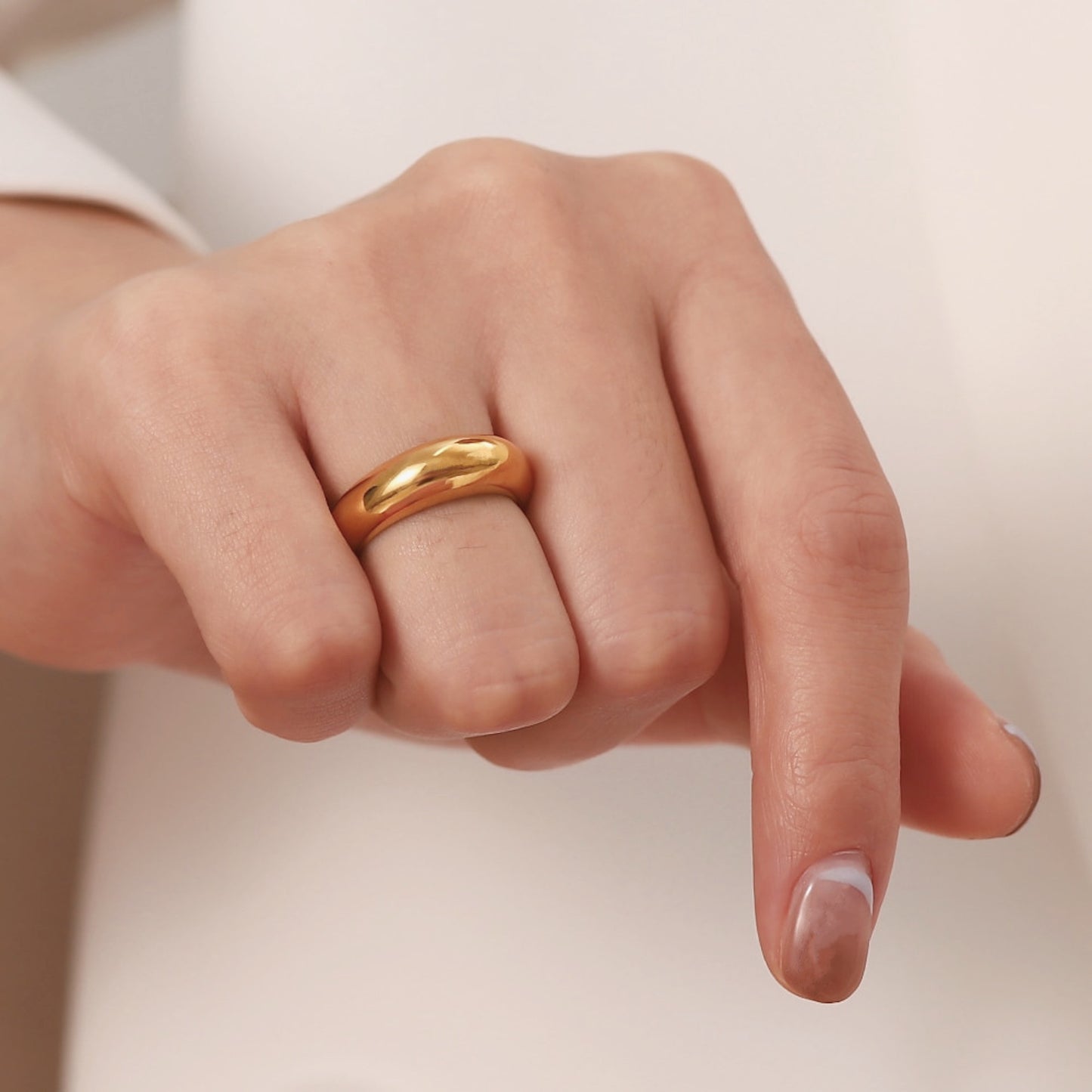 18K Gold Plated Stainless Steel Hypoallergenic Waterproof Tarnish Free Bulge Rings The Aura