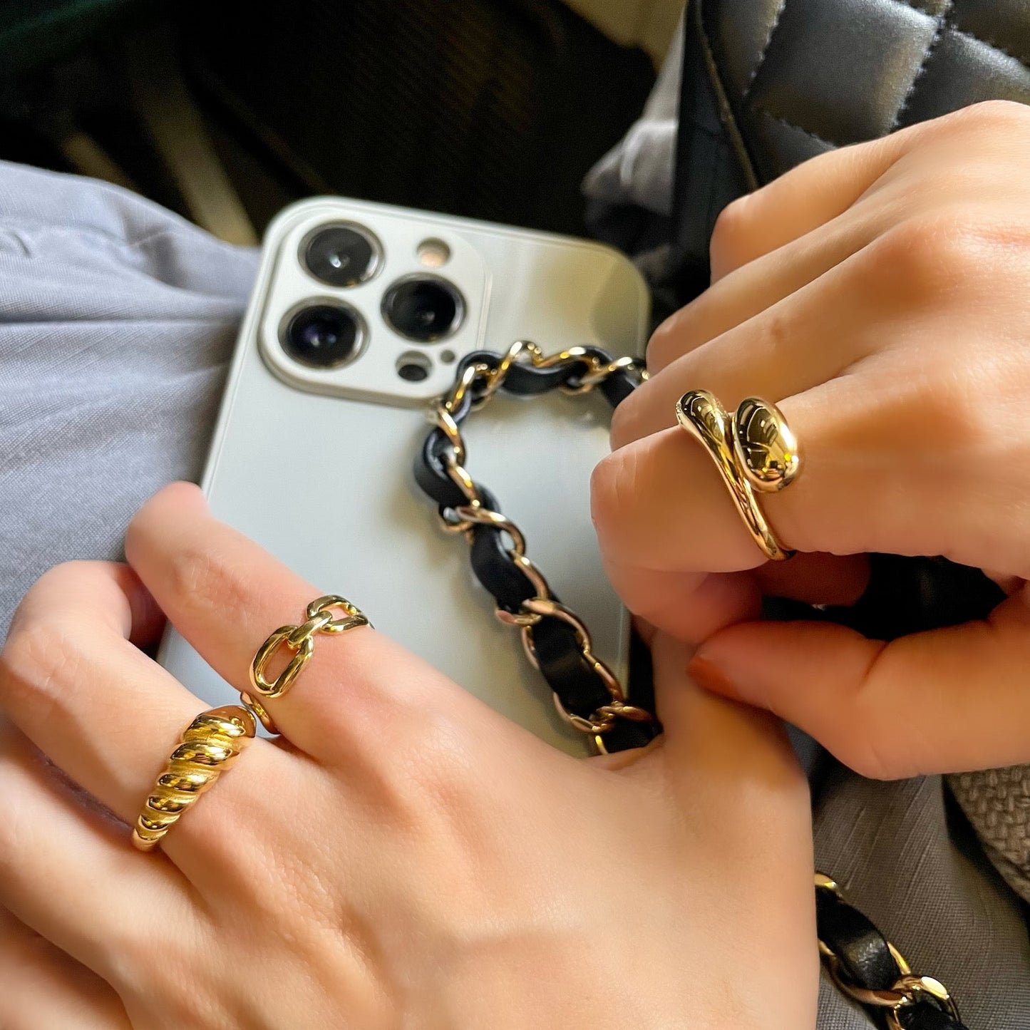 18k Gold Plated Stainless Steel Croissant Rings The Aura
