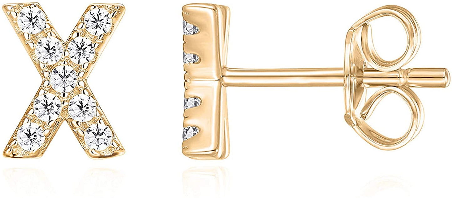 Mini Alphabet Diamantés Stud Earrings - The Aura