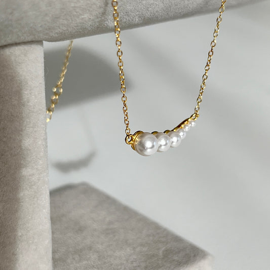 18K Gold Plated Sterling Silver Link of Pearl Necklaces The Aura