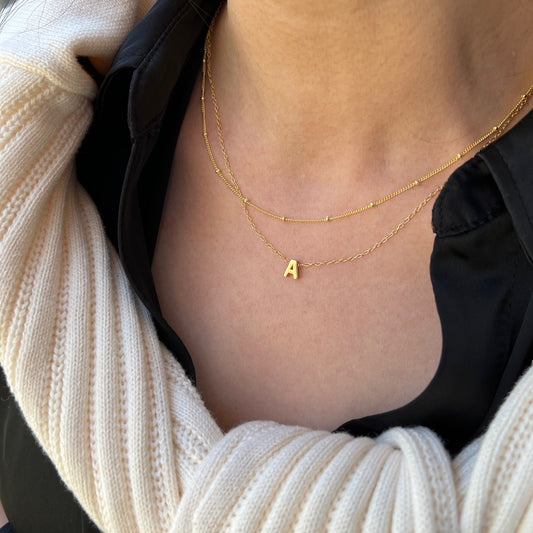 Hypoallergenic 18K Gold Plated Sterling Silver Mini Alphabet Necklaces The Aura