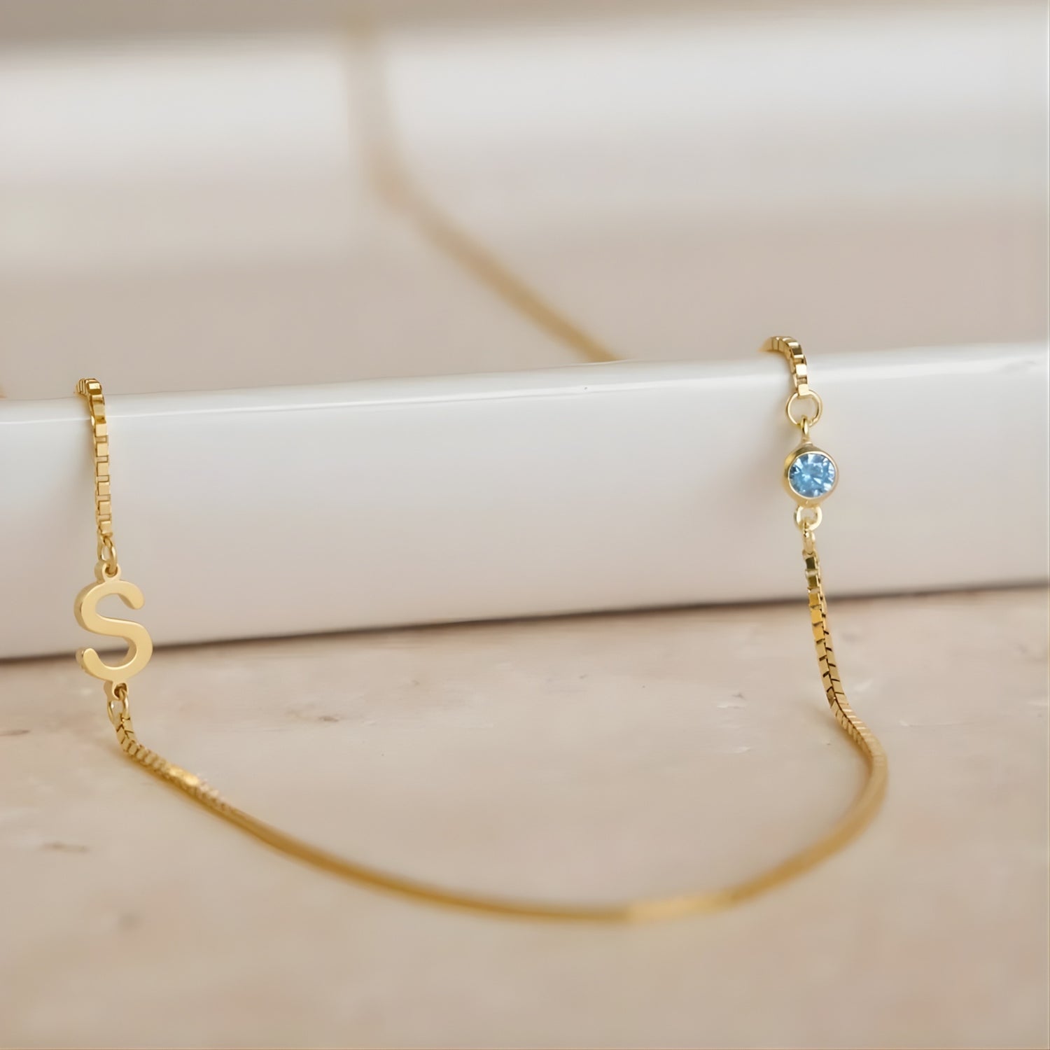 18K Gold Plated Stainless Steel Hypoallergenic Waterproof Tarnish Free Waterproof Sweatproof No-Fade A Little About Me Necklace Alphabet Birthstone The Aura